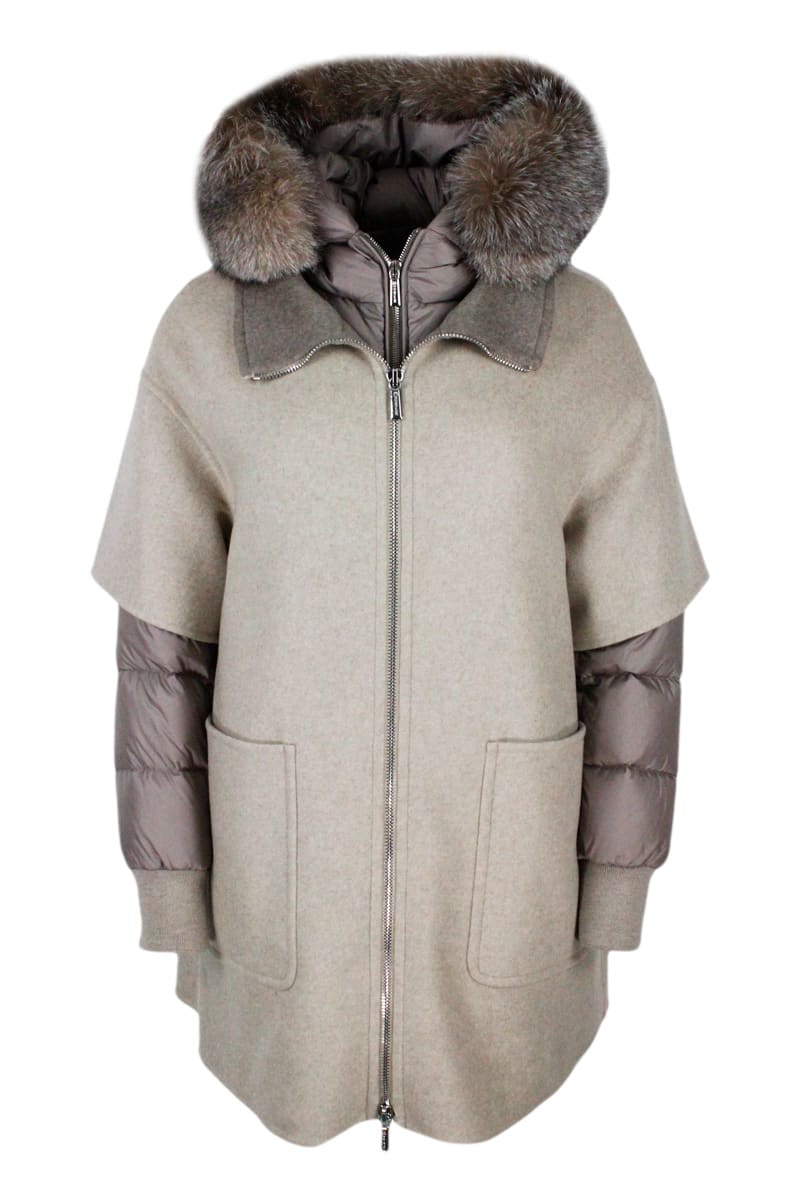 MOORER 3 IN ONE COAT CONSISTING OF: INTERNAL DOWN JACKET IN REAL GOOSE DOWN AND EXTERNAL COAT IN CASHMERE W
