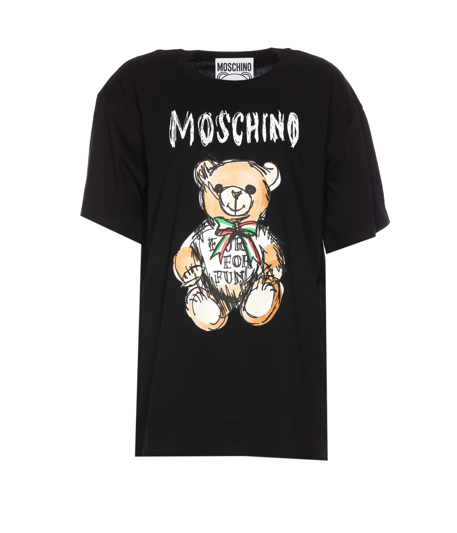 Shop Moschino Drawn Teddy Bear T-shirt In Black