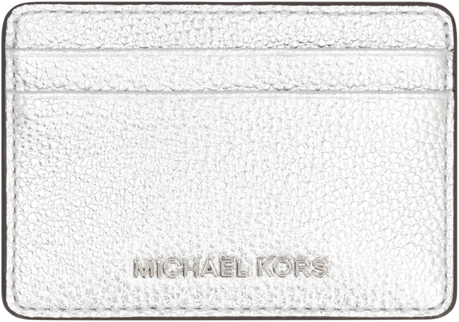 Michael Michael Kors Michael Kors Jet Set Logo Lettering Cardholder In Silver