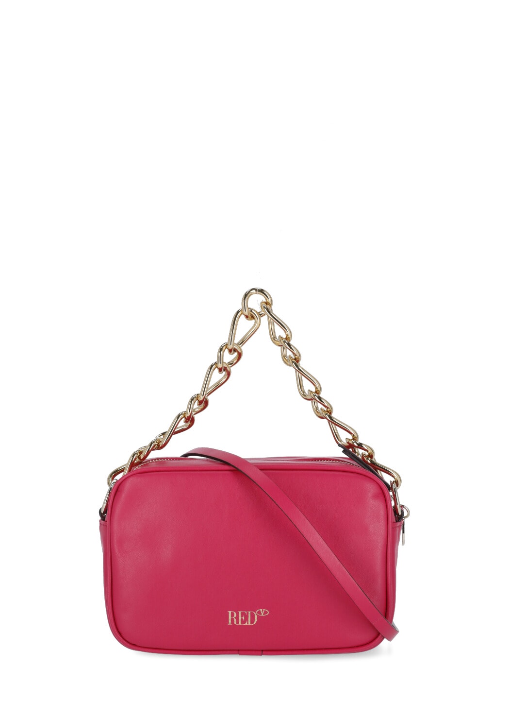 Red Valentino Leather Shoulder Bag In Fuxia