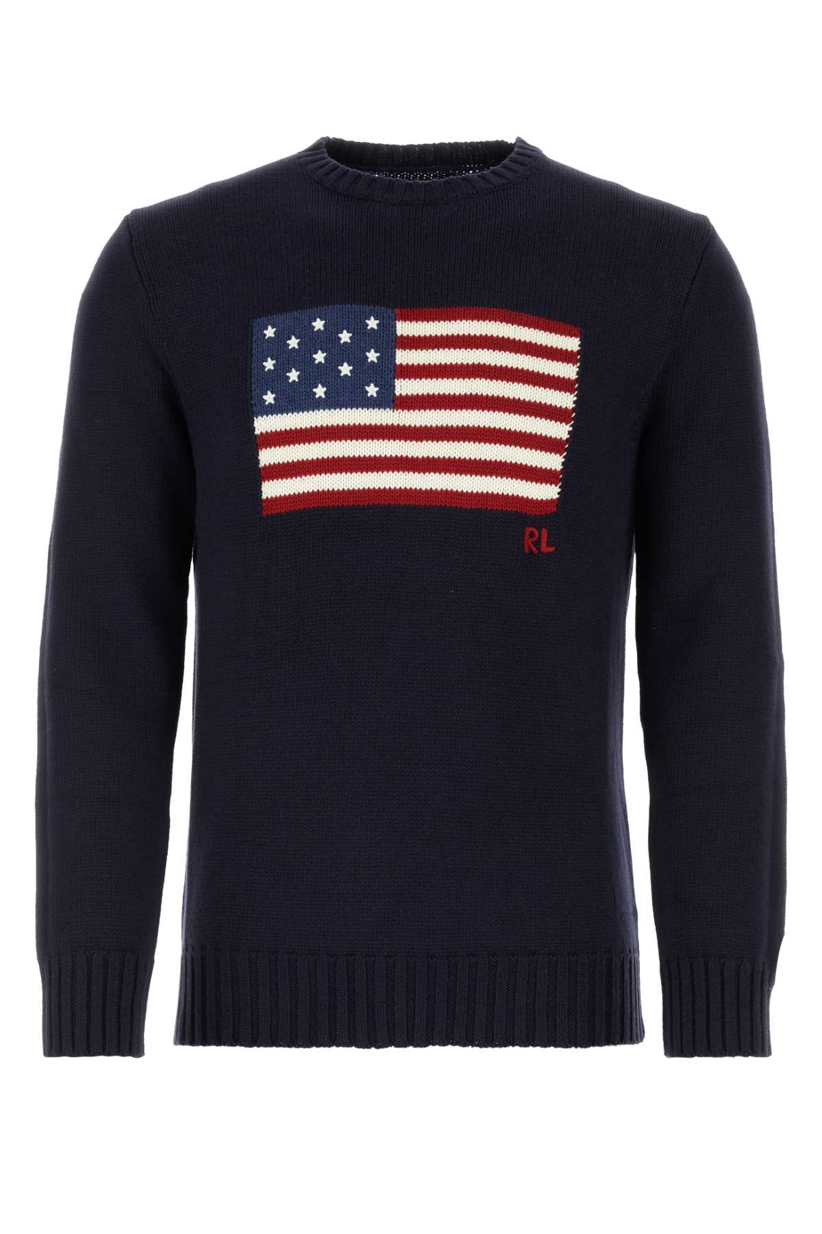 Shop Polo Ralph Lauren Midnight Blue Cotton Sweater In 006