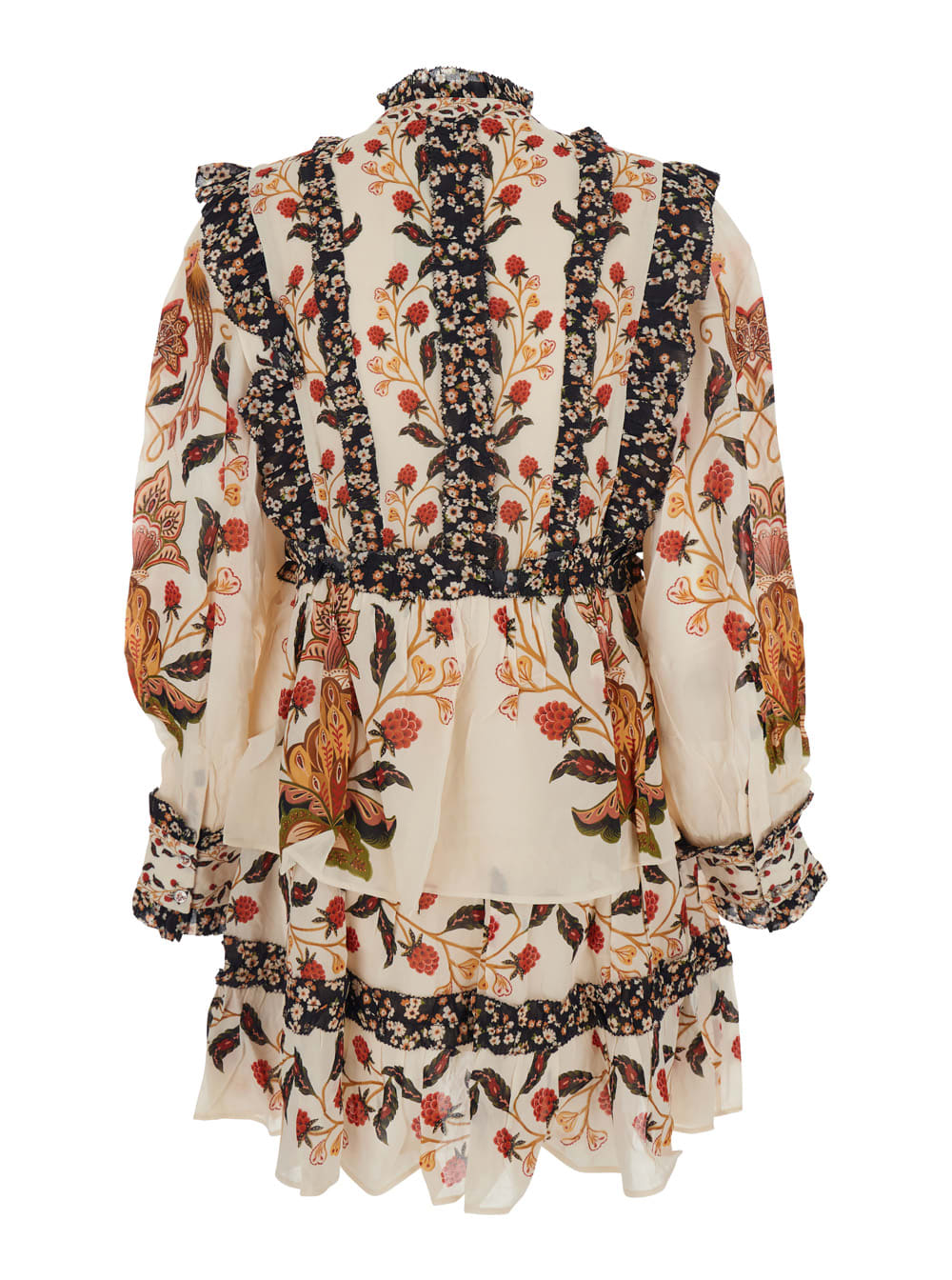 Farm Rio Berry Garden Cream Mini Dress In Multi