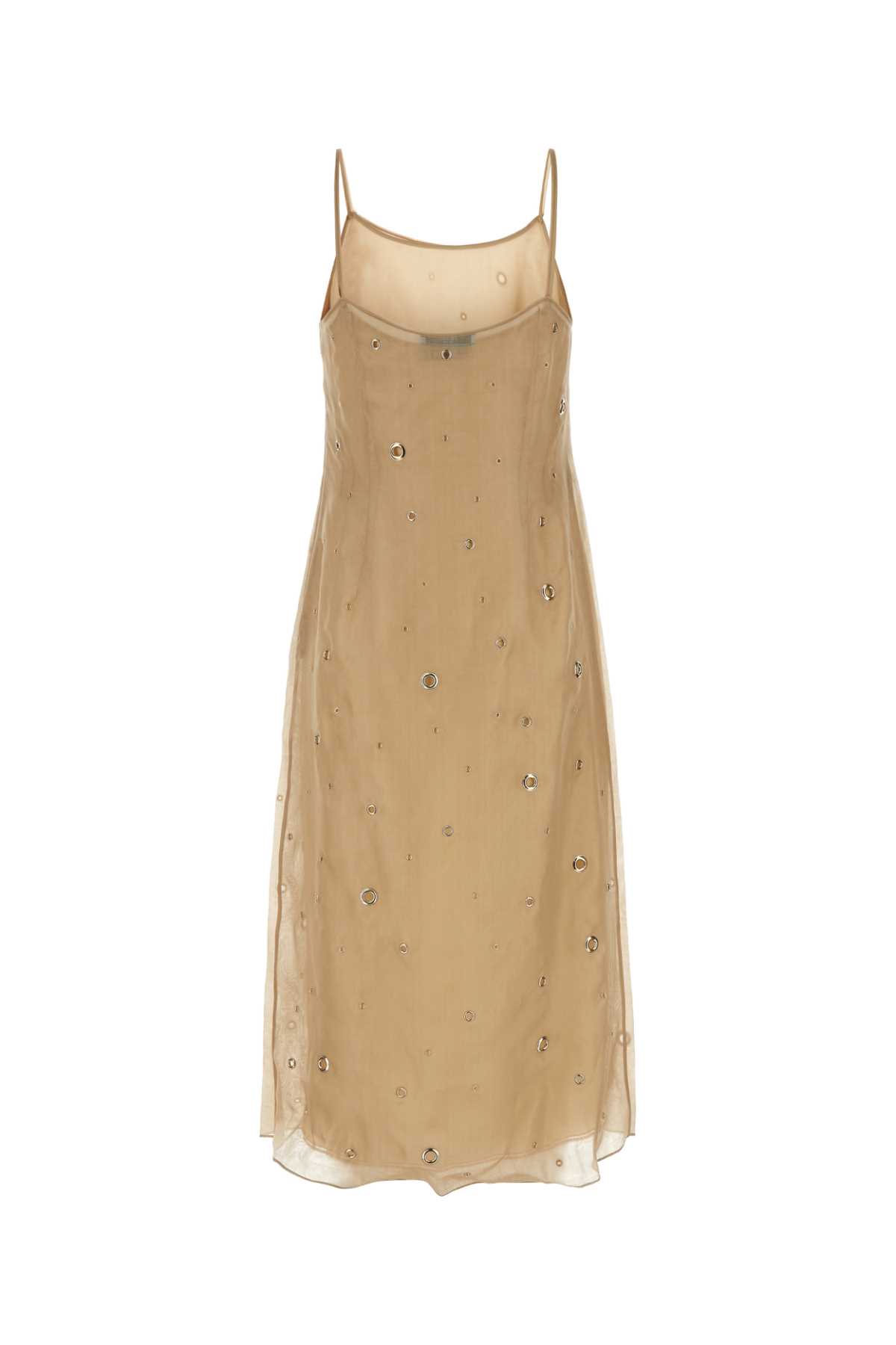 Shop Prada Beige Organza Dress In Corda