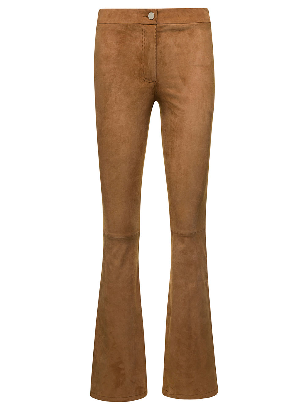 ARMA BROWN IZZY STRETCH SUEDE PANTS IN LAMB WOMAN