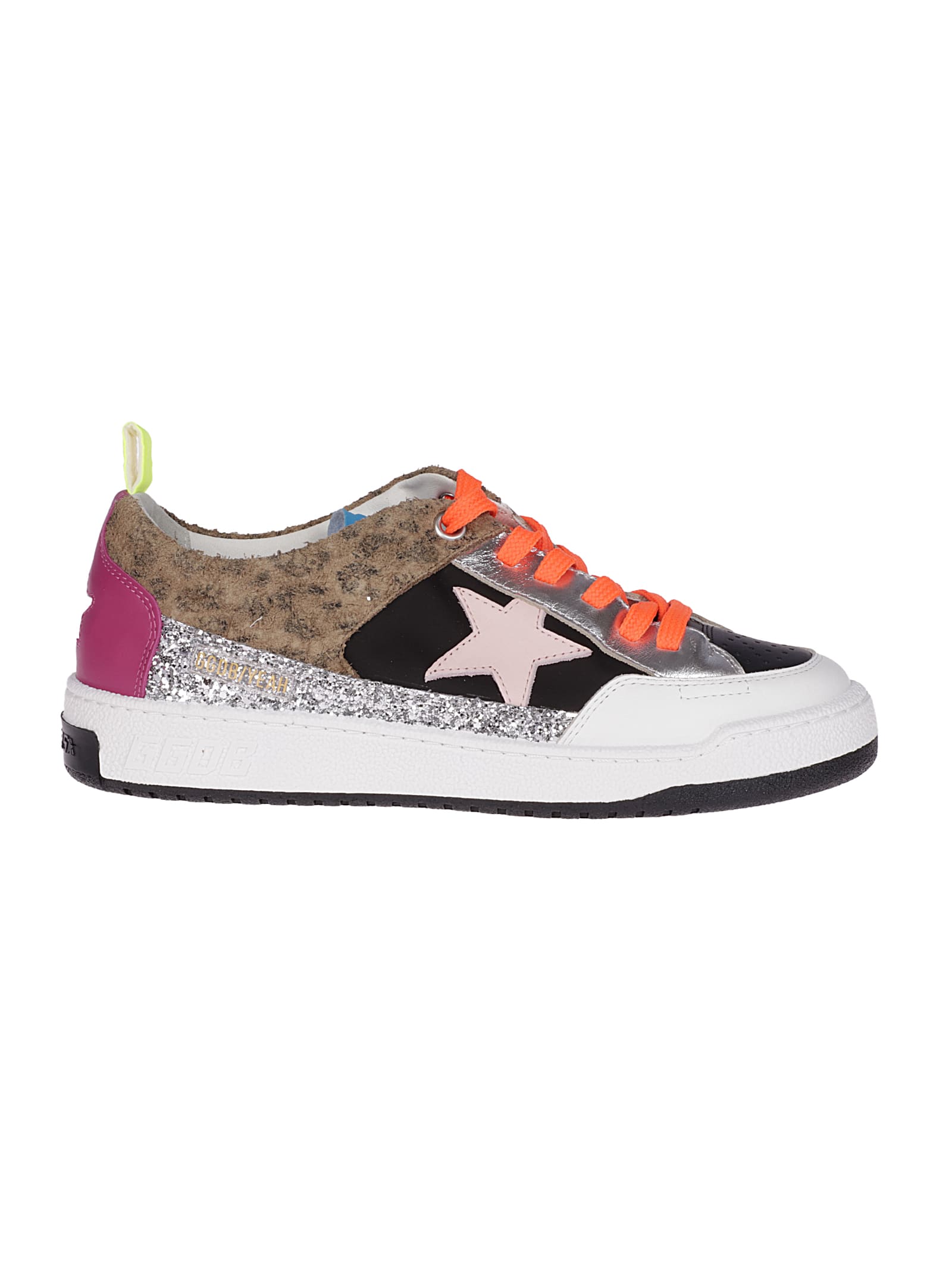 Golden Goose Yeah Nylon And Leopard Suede Upper Leather Toe Sta