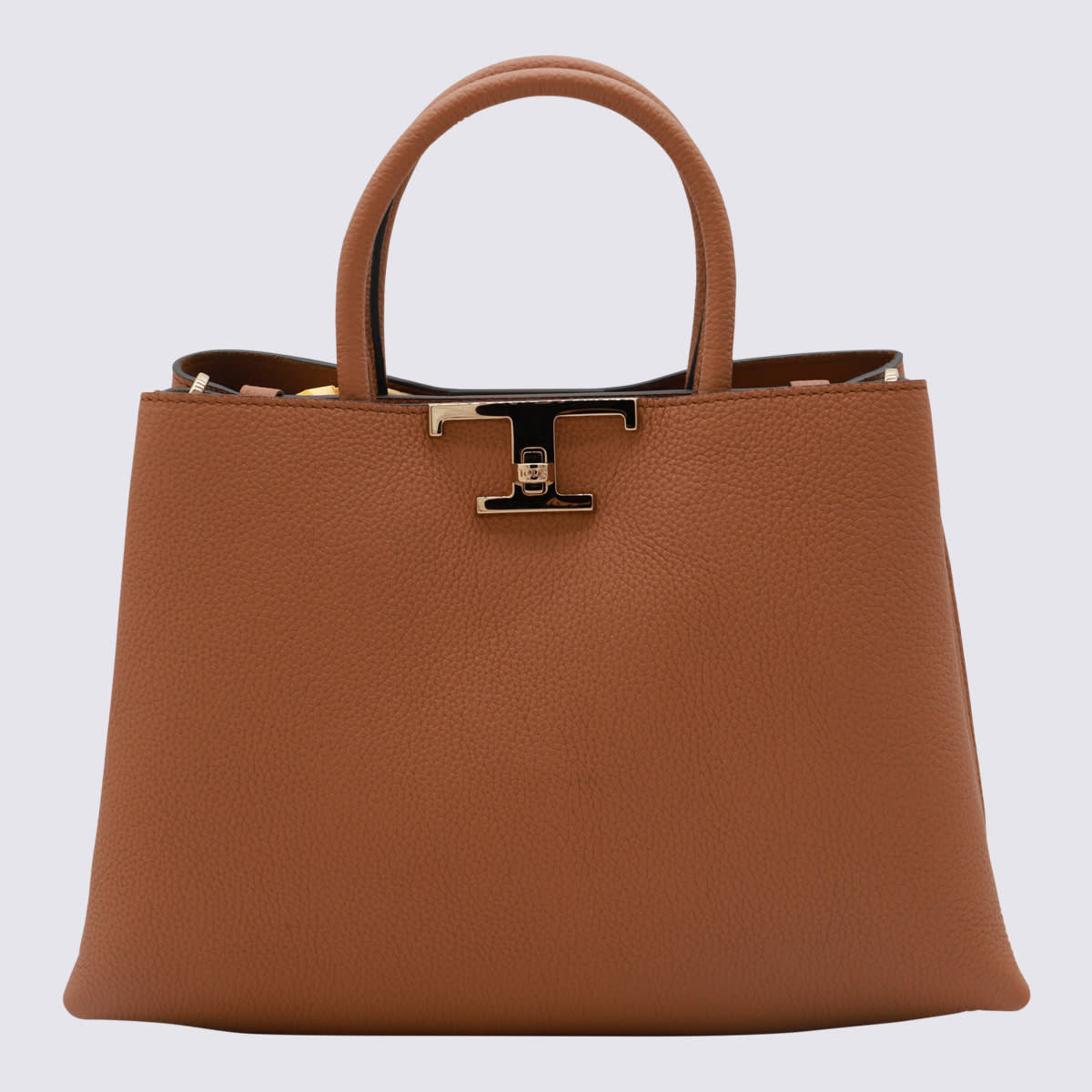 Shop Tod's Brown Leather Top Handle Bag In Kenia Scuro