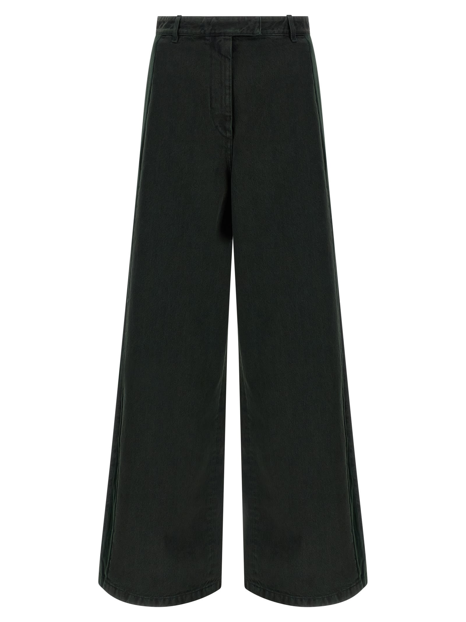 Dries Van Noten Velvet Insert Jeans Green In Green