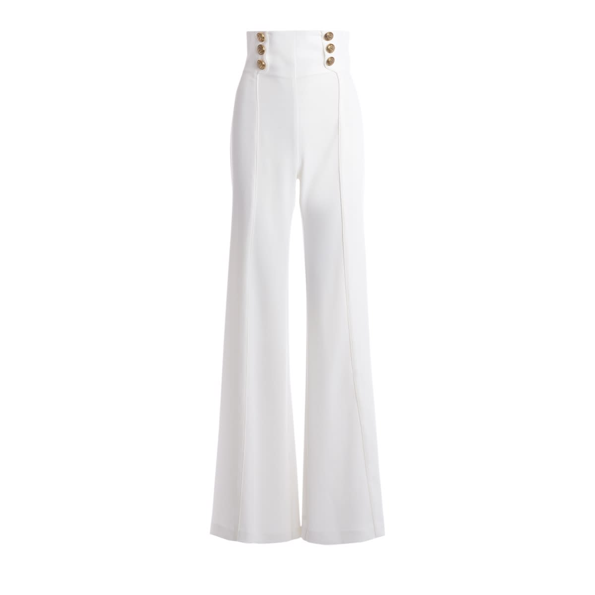 Elisabetta Franchi Celyn B. High-waisted Elisabetta Franchi Palazzo Trousers Made Of Ivory-colored Fabric In Bianco