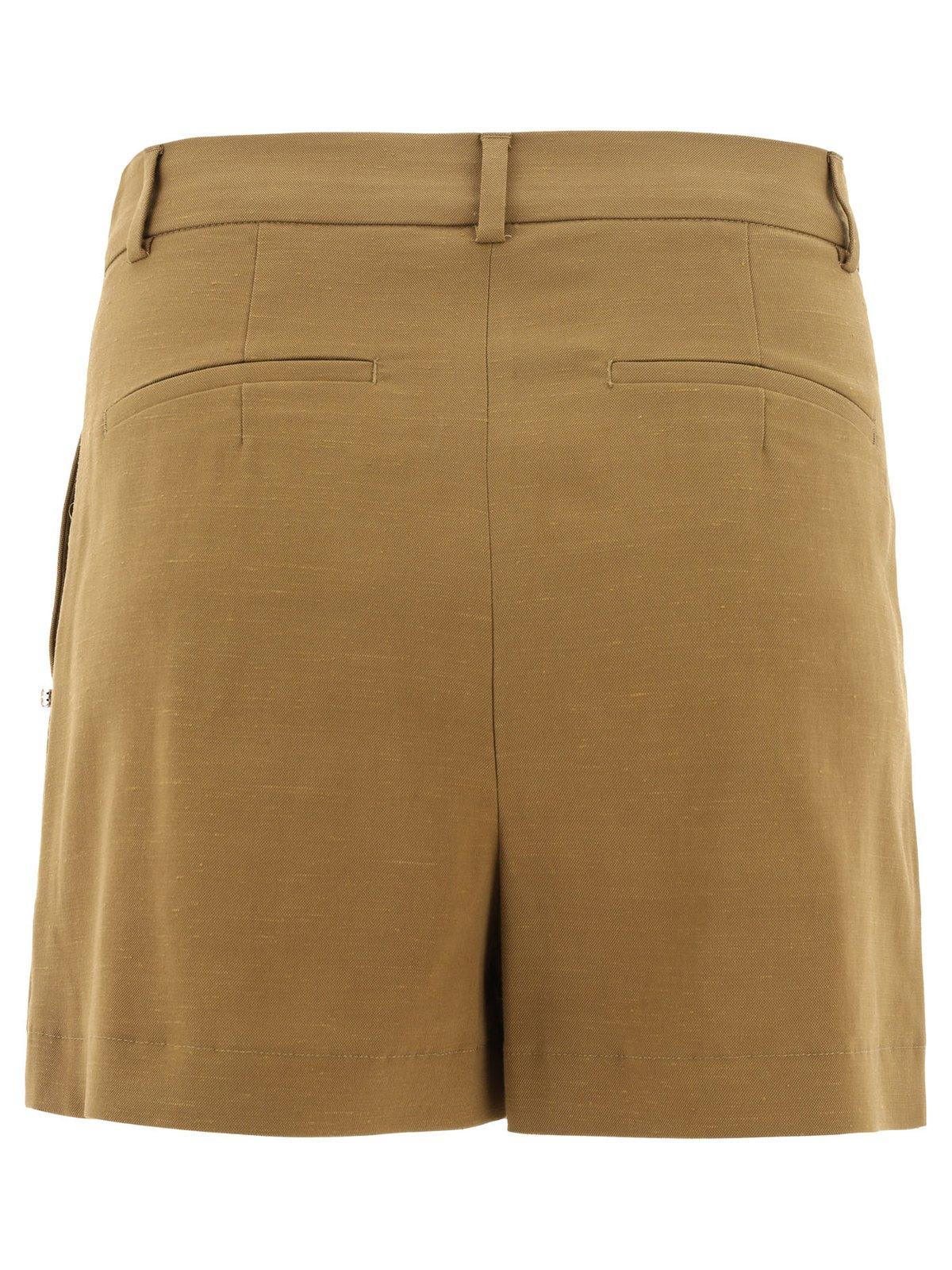 Shop Sportmax High Waist Pleated Shorts In Brown