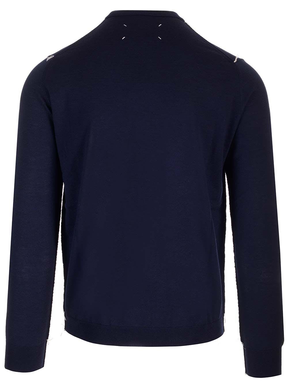 Shop Maison Margiela Crew Neck Sweater In Blue