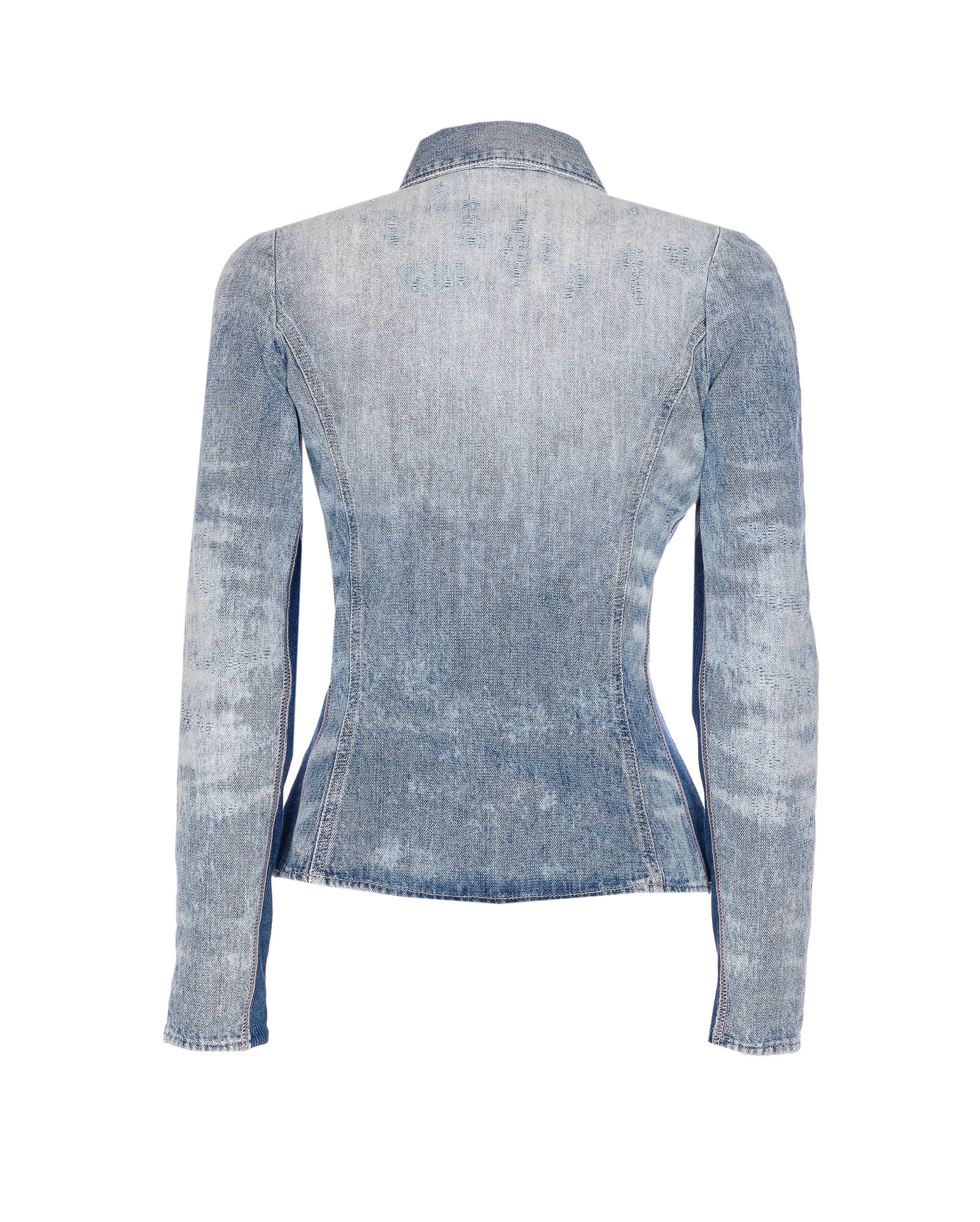 Diesel Shirt In Distressed Honeycomb Denim In Blue