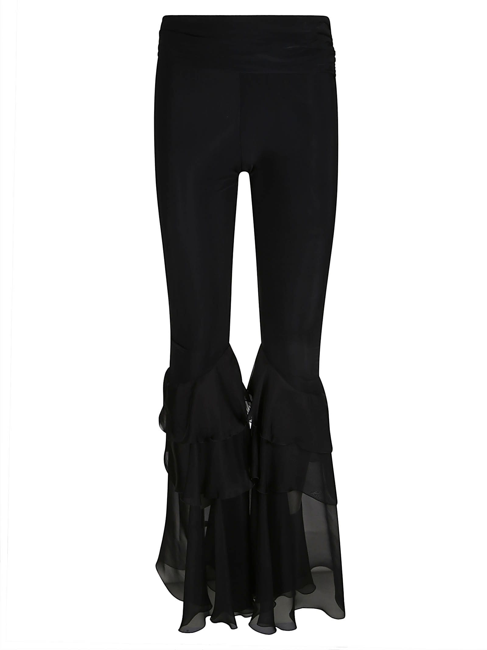 Blumarine Ruffle Trousers In Black