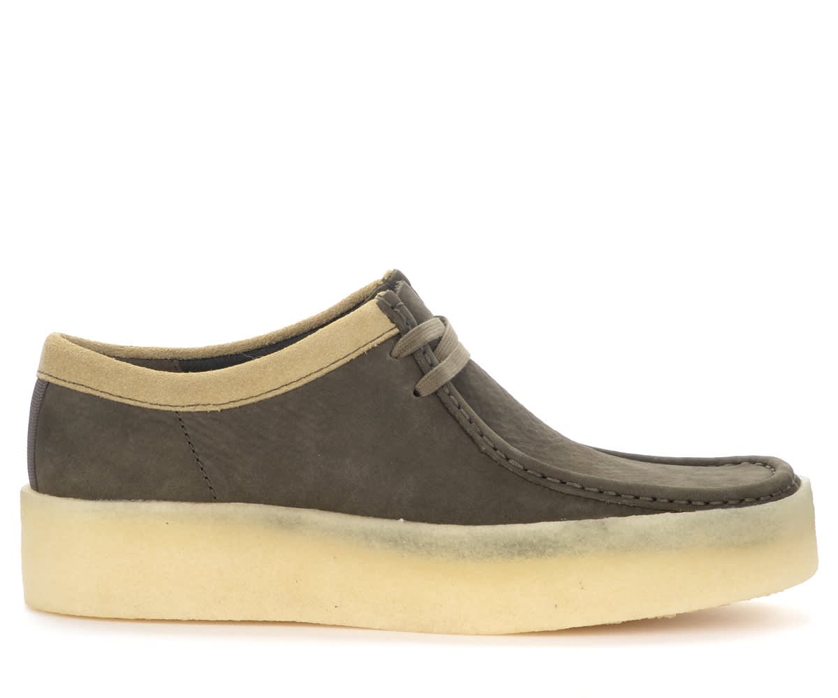Clarks Originals Wallabee Cup In Green Nabuck Leather