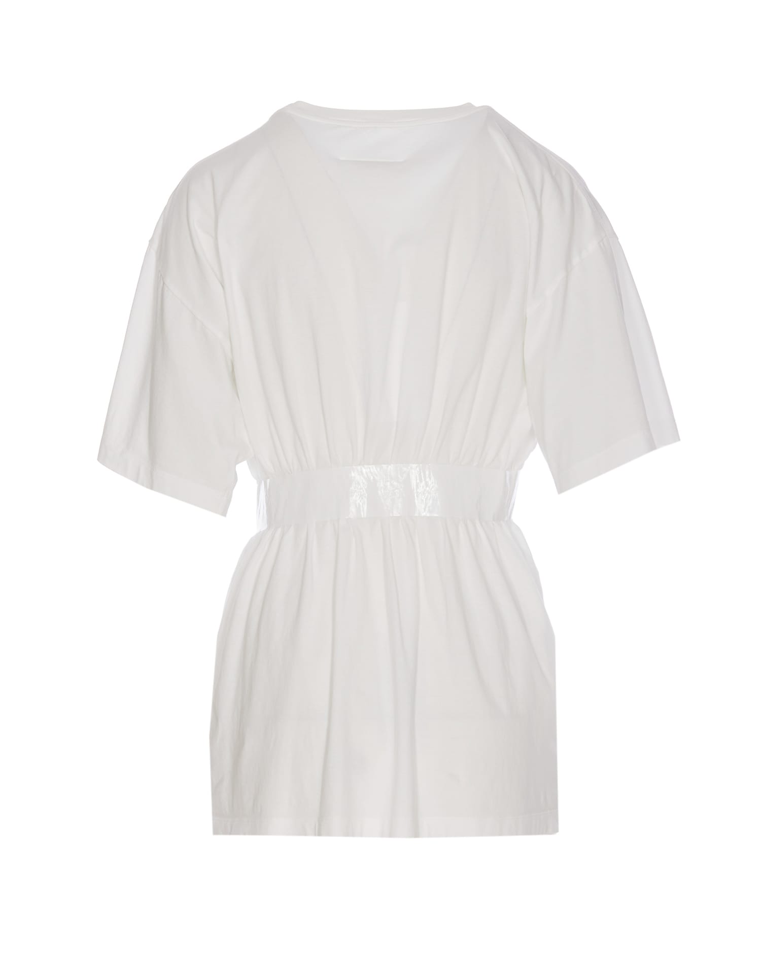 Mm6 Maison Margiela Crew-neck Cotton T-shirt Elastic Waistband In White