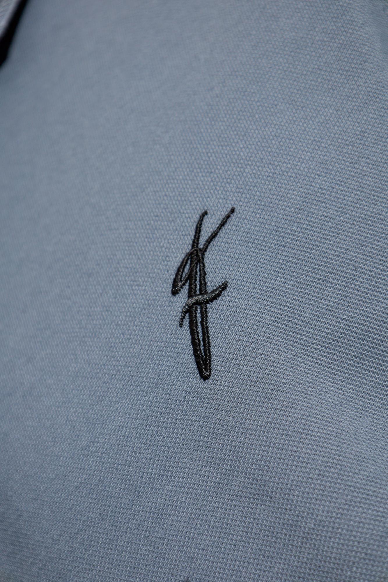 Ferragamo Polo With Embroidered Logo In Blue