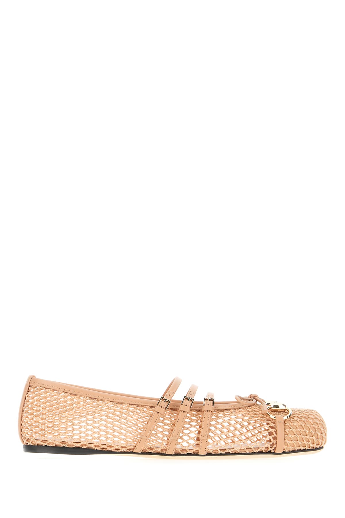 Gucci Skin Pink Mesh Ballerinas In White