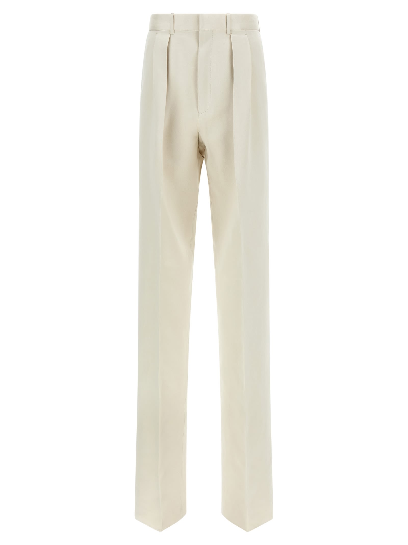 Tom Ford Pleated Front Straight Leg Trousers With Pockets In Neutral