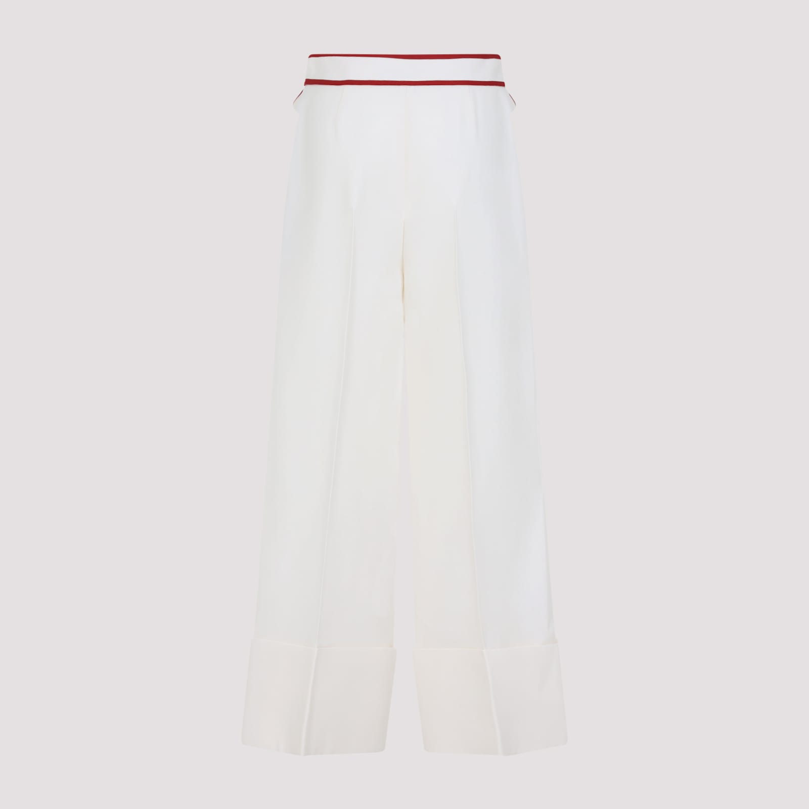 Valentino Ivory Trousers With Gold V In White