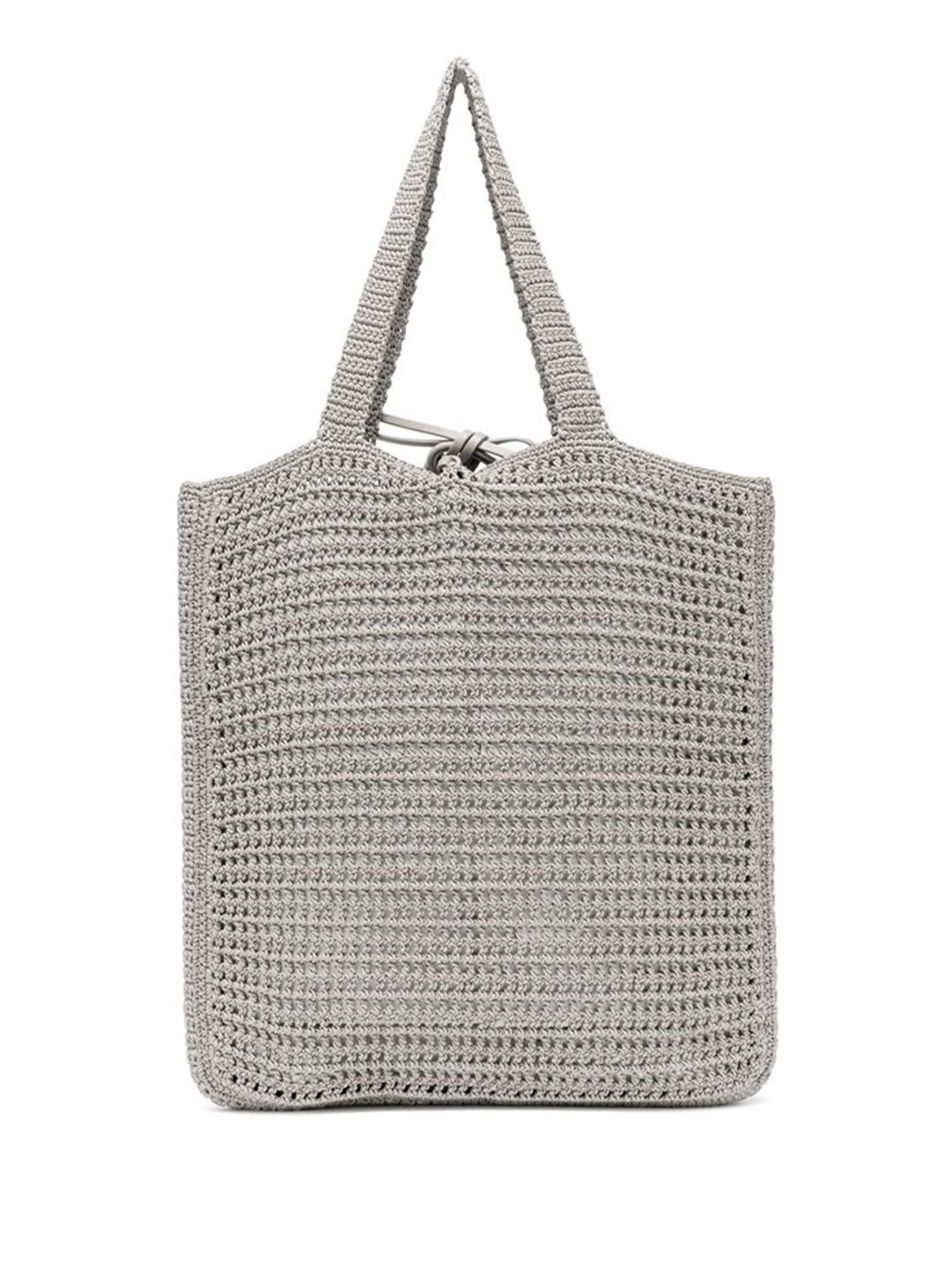 Shop Gianni Chiarini Gray Vittoria Shopping Bag In Crochet Fabric In Perla