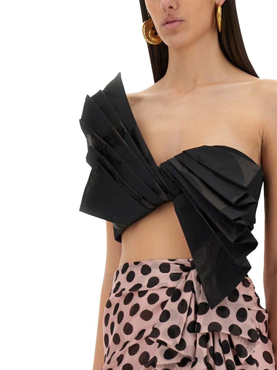 Nina Ricci Twisted Polka Dots Top In Black