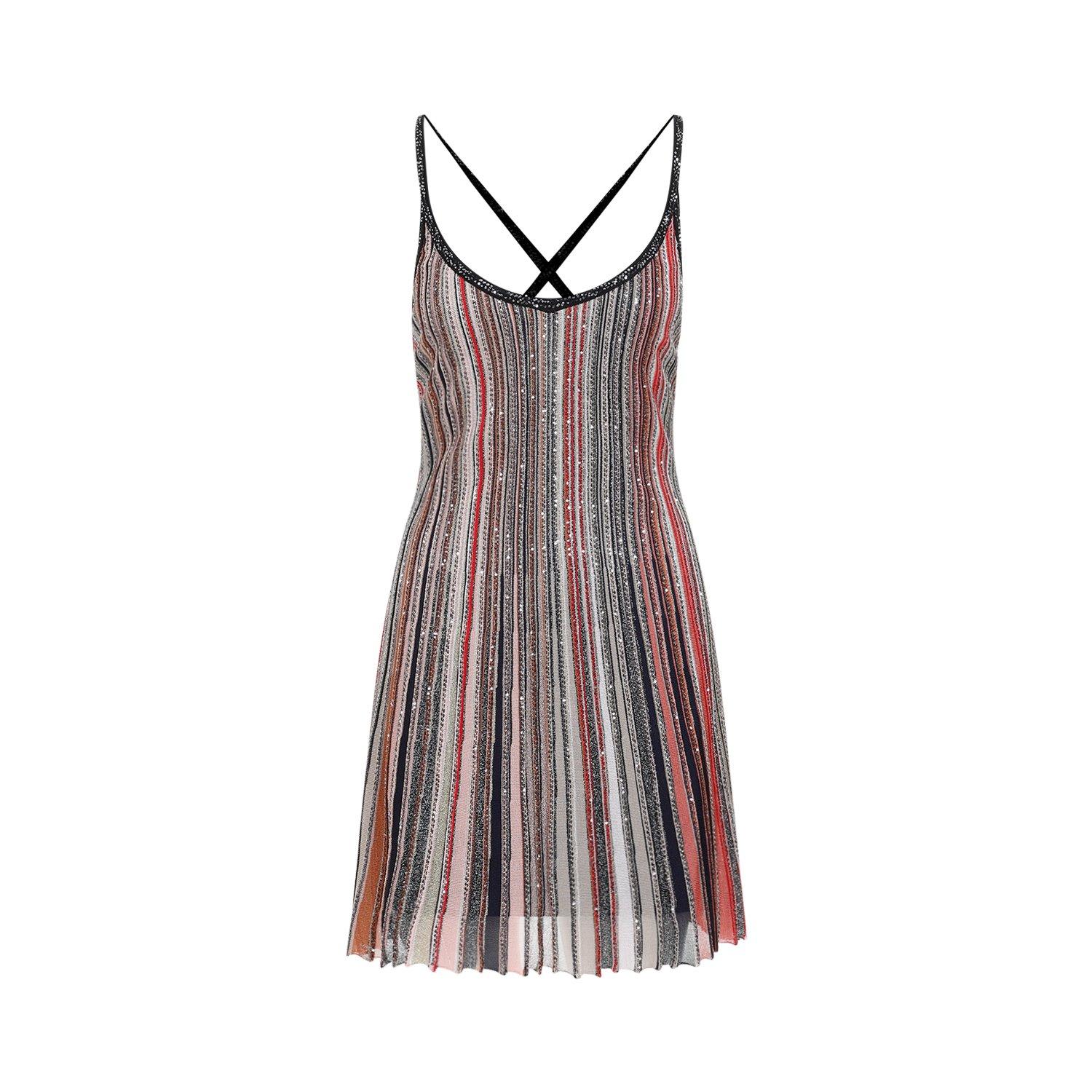 Shop Missoni Vertical Striped Knit Mini Dress In Black