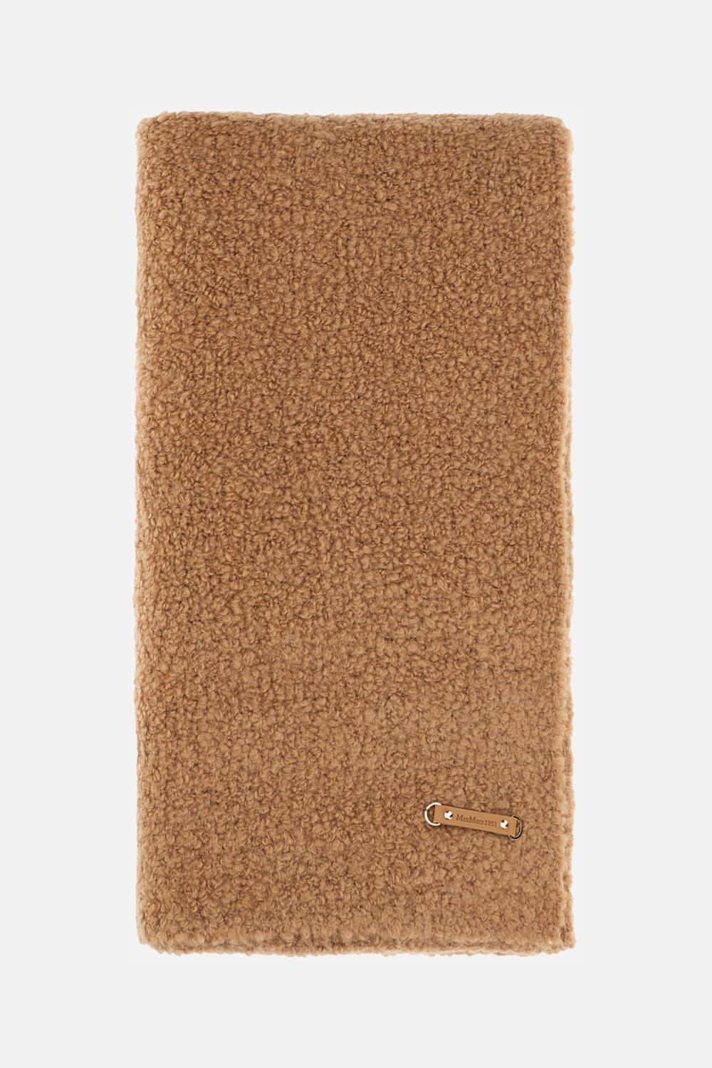 Max Mara Camel And Silk Boucle Scarf In Brown