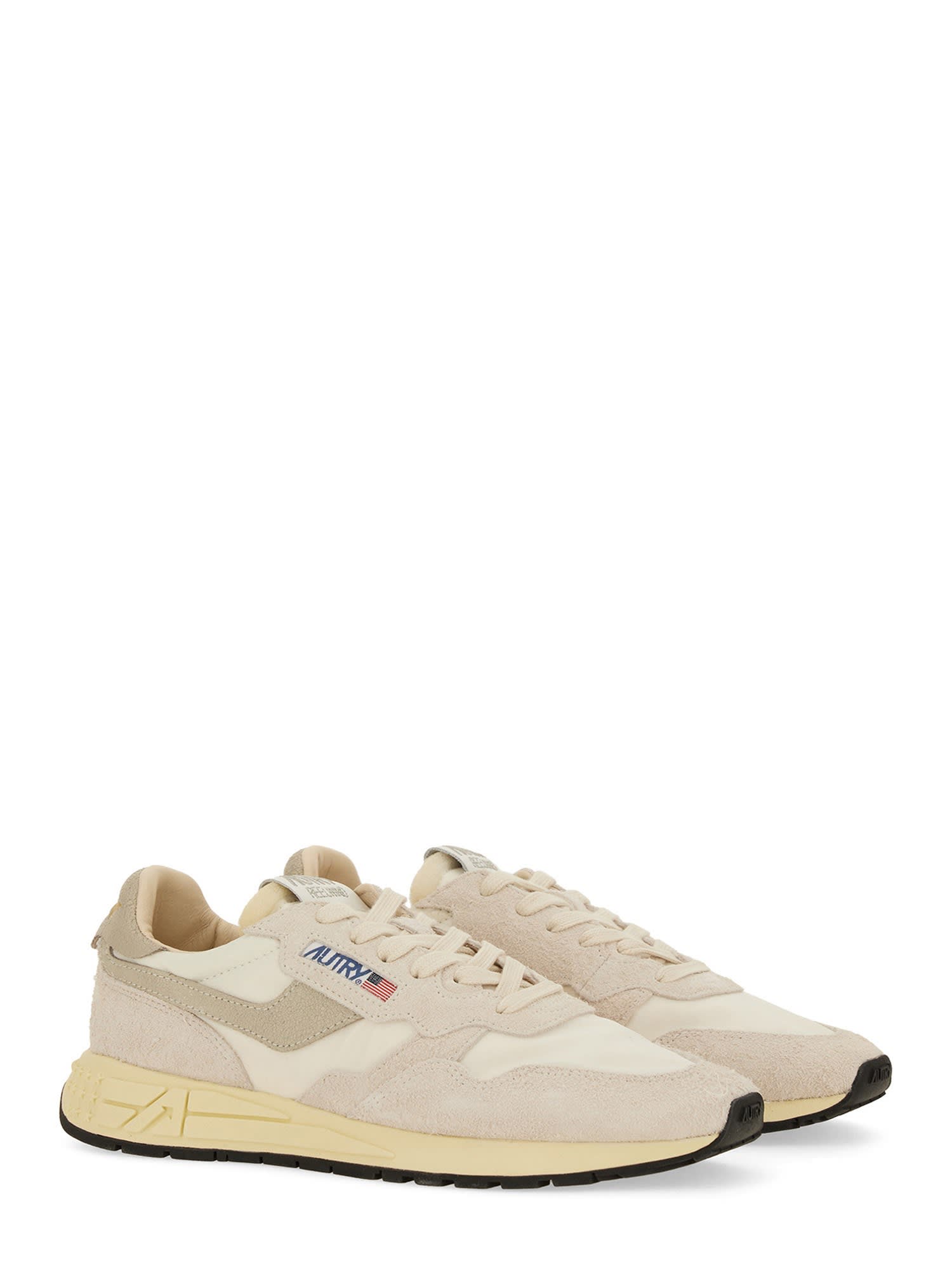 Autry Reelwind Suede And Technical Textile Trainer In White
