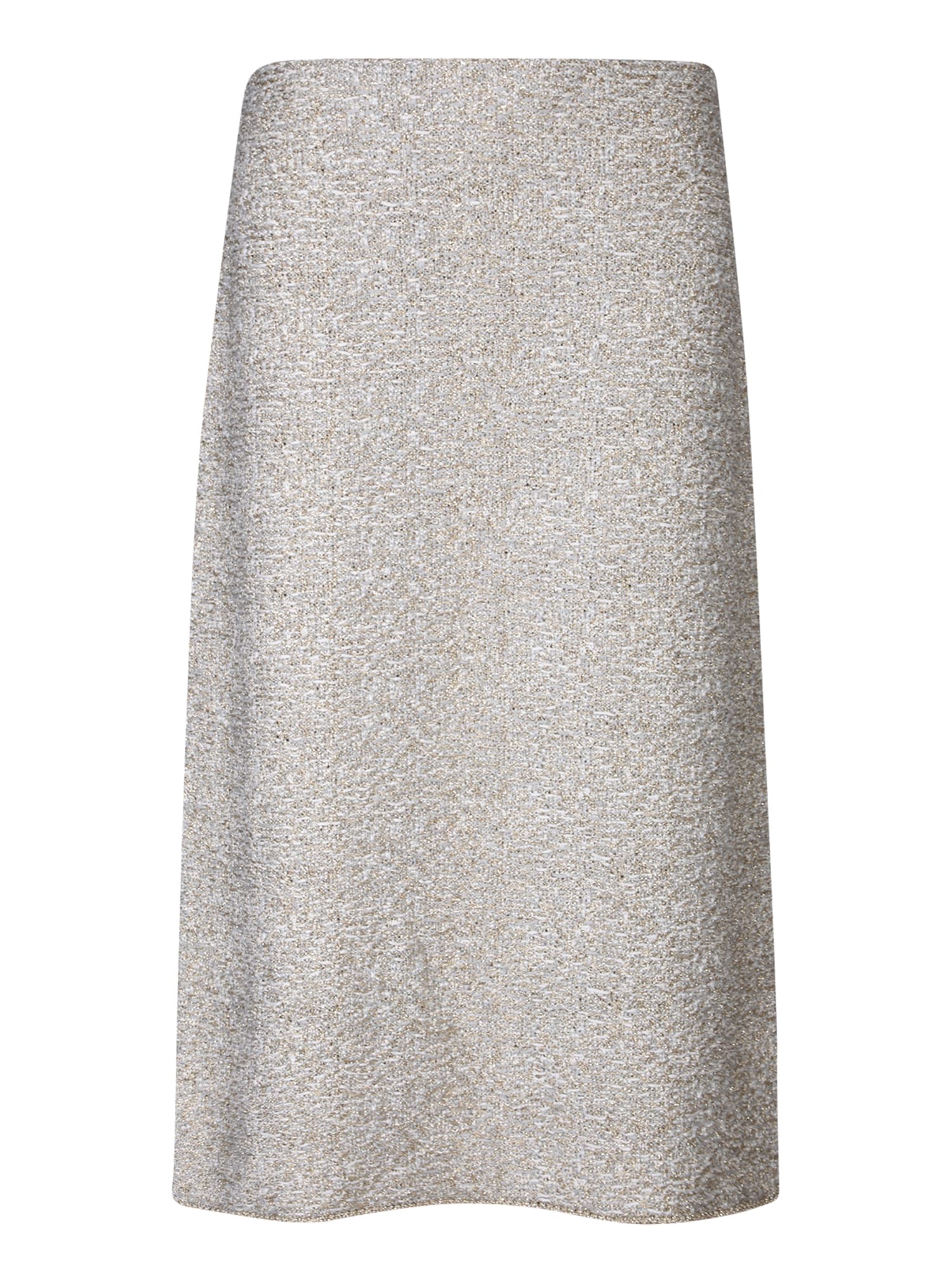 Shop Fabiana Filippi Golden Tweed Effect Knit Skirt By  In Metallic
