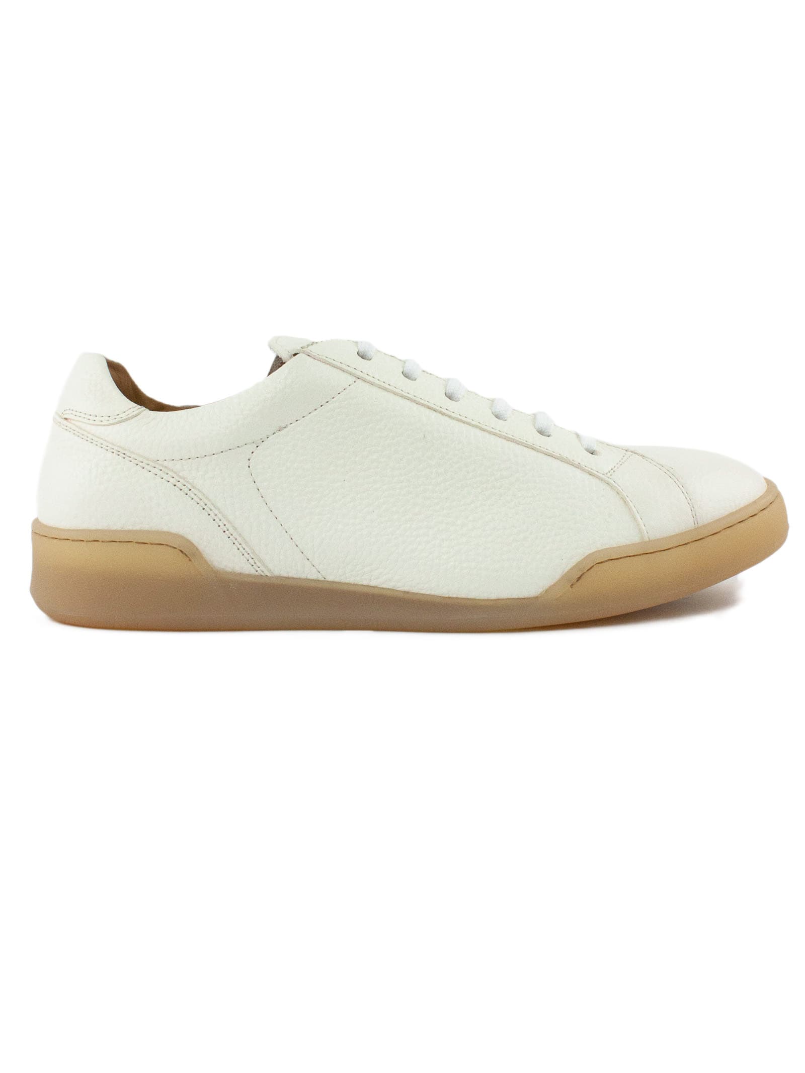 Green George White Leather Sneaker