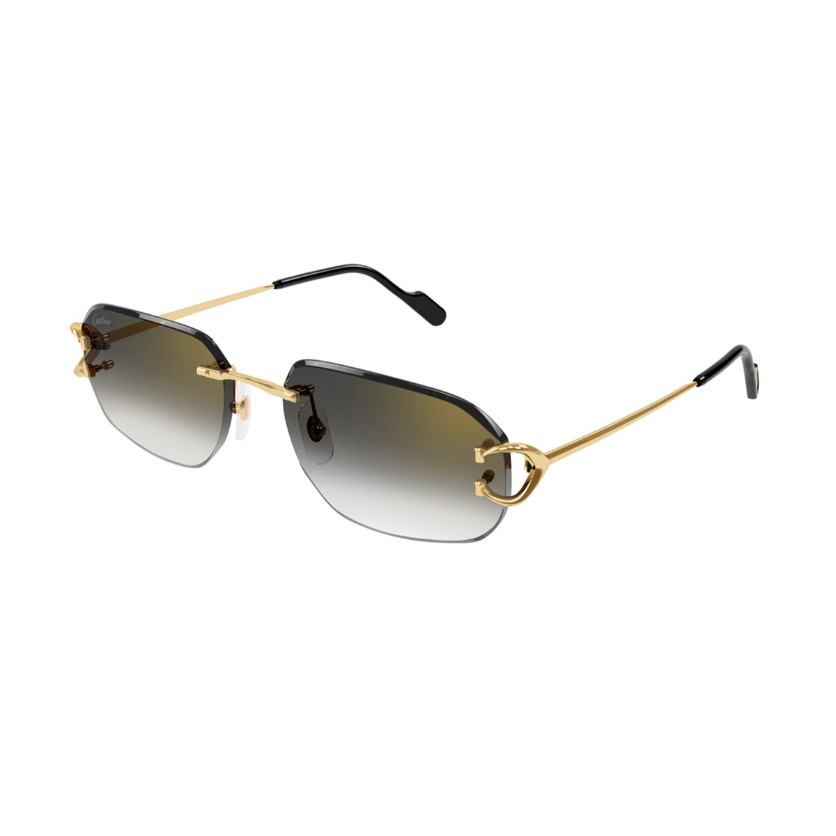 Cartier Ct0468s Décor C Classique 001 Gold Grey Sunglasses In Gold
