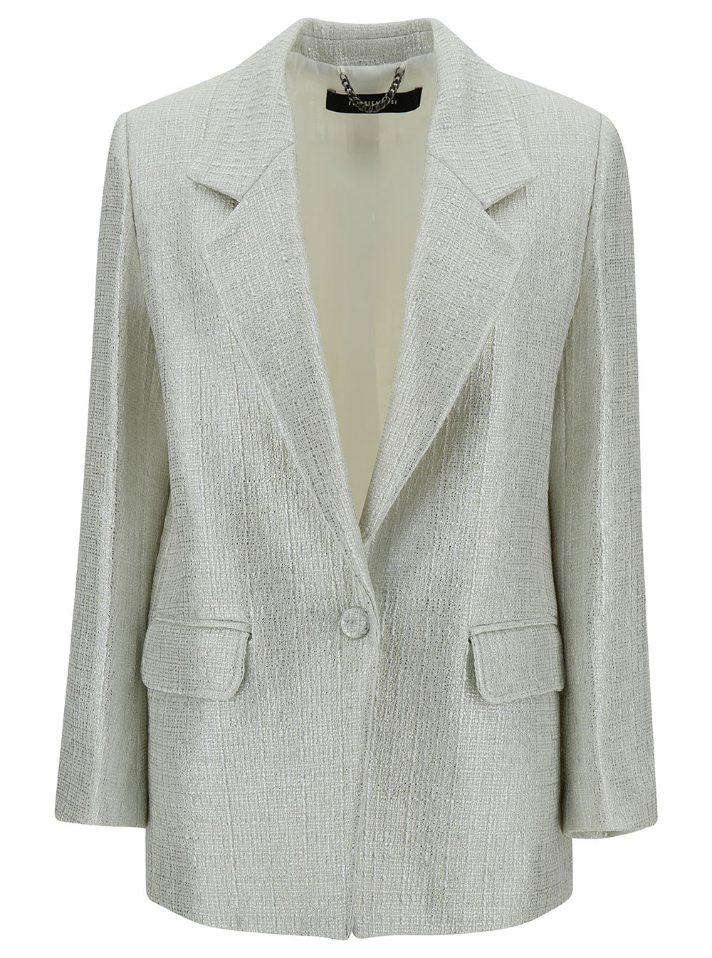 Shop Federica Tosi Silver Single-breasted Jacket With A Single Button In Cotton Blend Man In Metallic