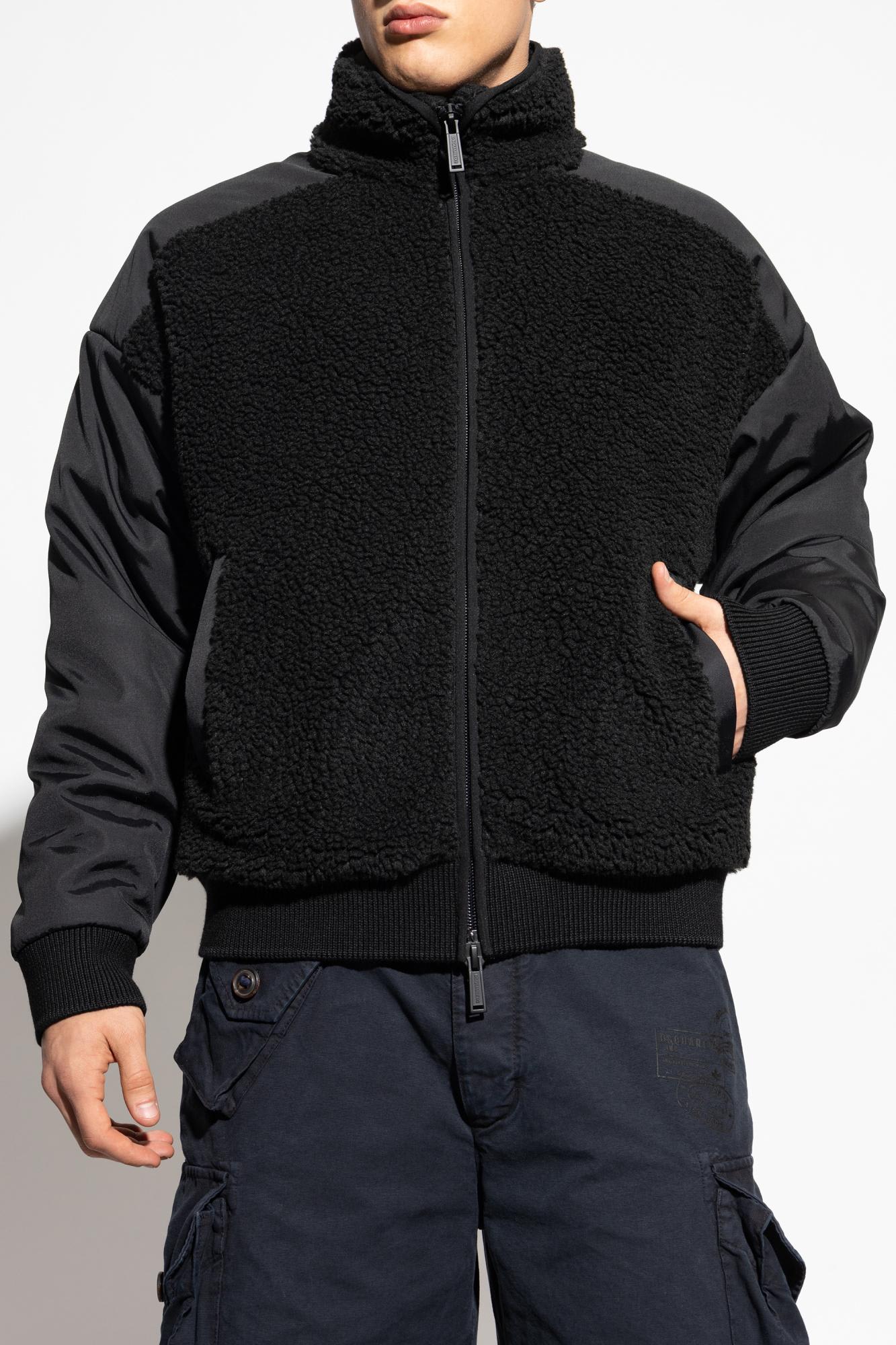 Dsquared2 Fleece Sweatshirt With A Stand-up Collar In Black