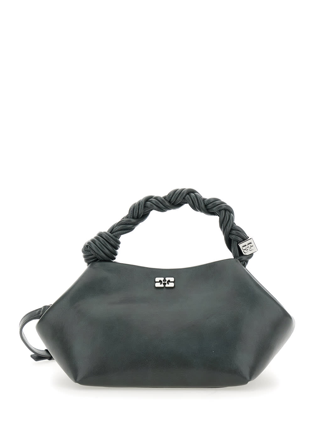 Ganni 'bou' Grey Handbag With Adjustable And Removable Shoulder Strap In Leather Woman In Black