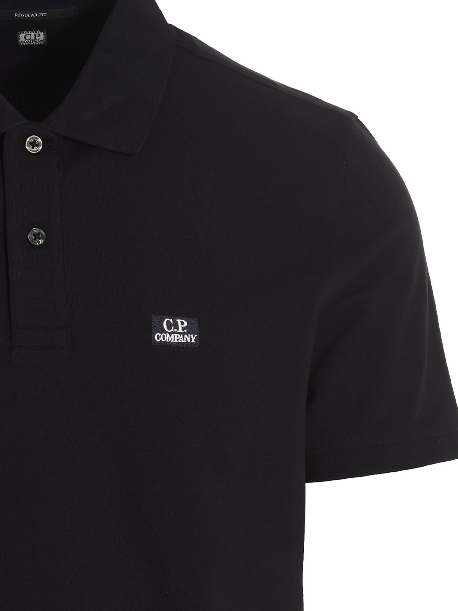 Shop C.p. Company Logo Embroidery Polo Shirt In Blu