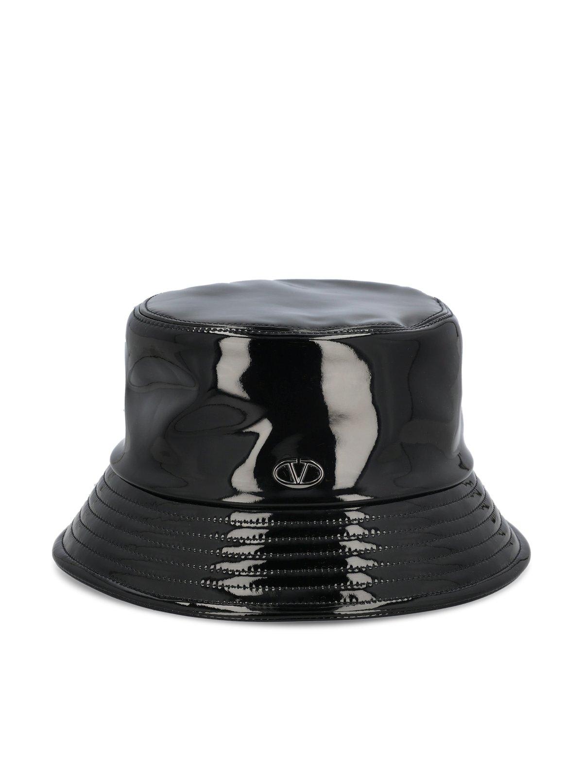 Shop Valentino Logo Plaque Bucket Hat In Nero/black Ruthenio