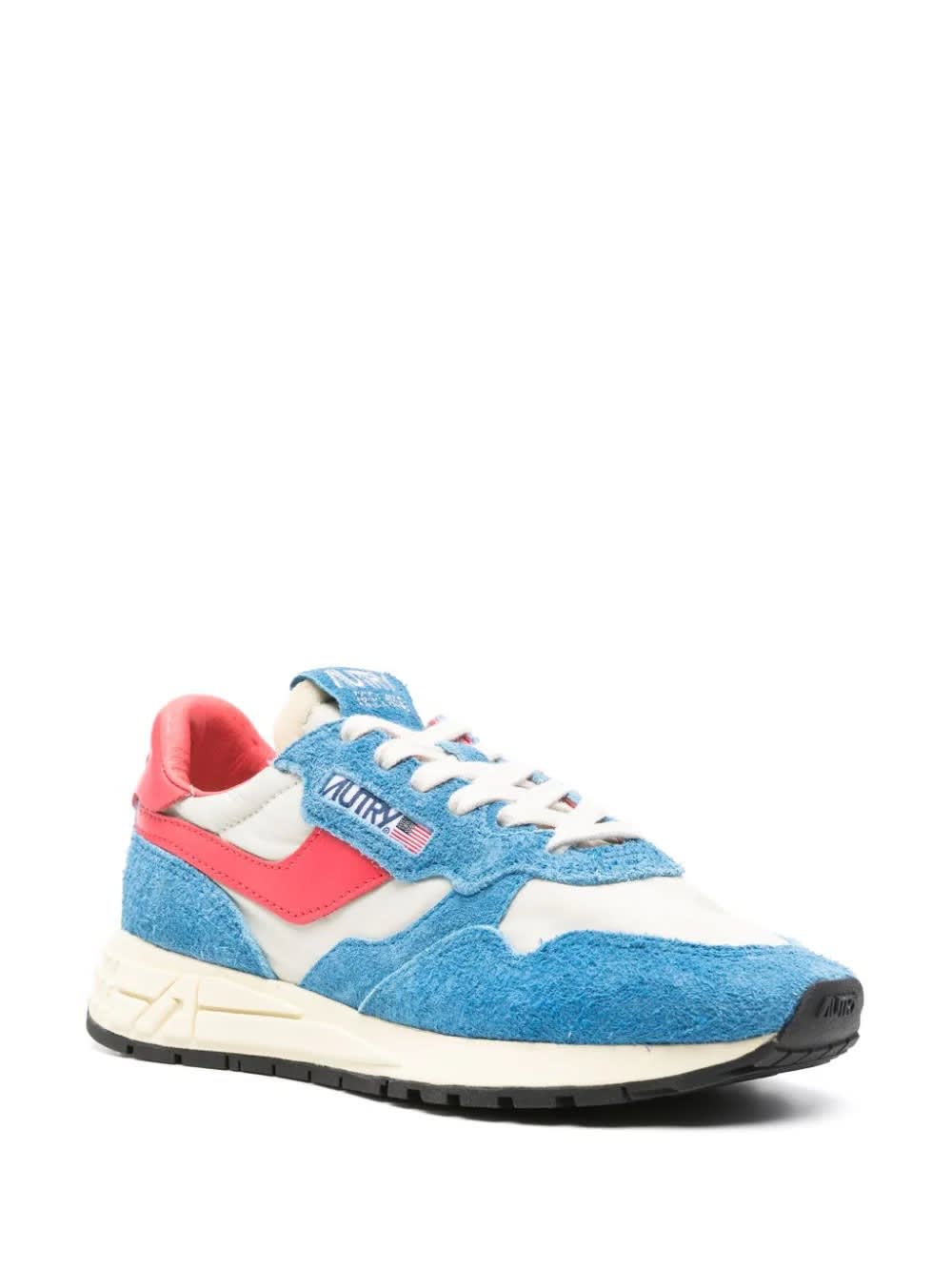 Shop Autry Reelwind Low Sneakers In Blue And Red Nylon And Suede