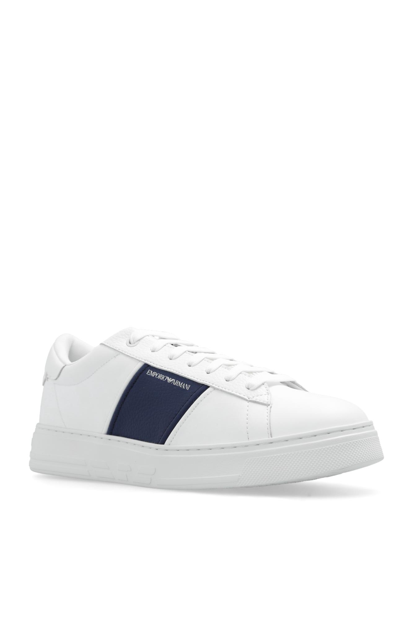 Shop Emporio Armani Sneakers With Logo In Bianco