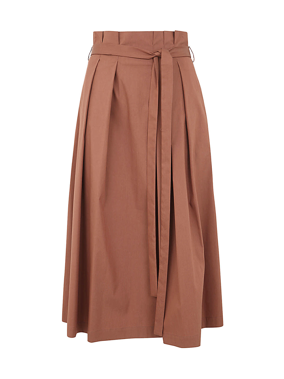 Antonelli Iride Skirt With Belt And Side Pleats In Brown