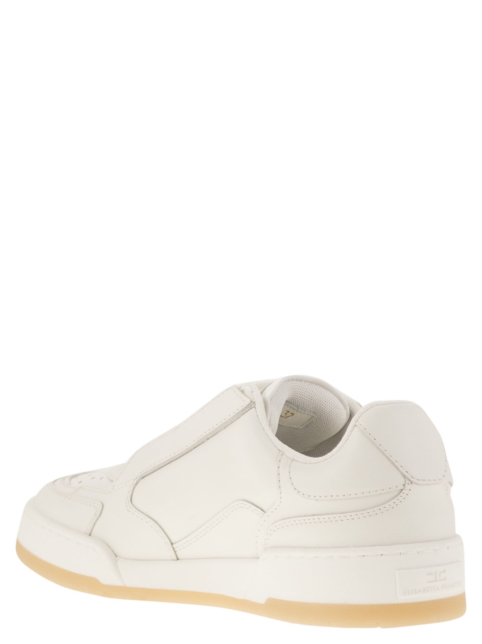 Elisabetta Franchi Ivory Leather Sneaker In White