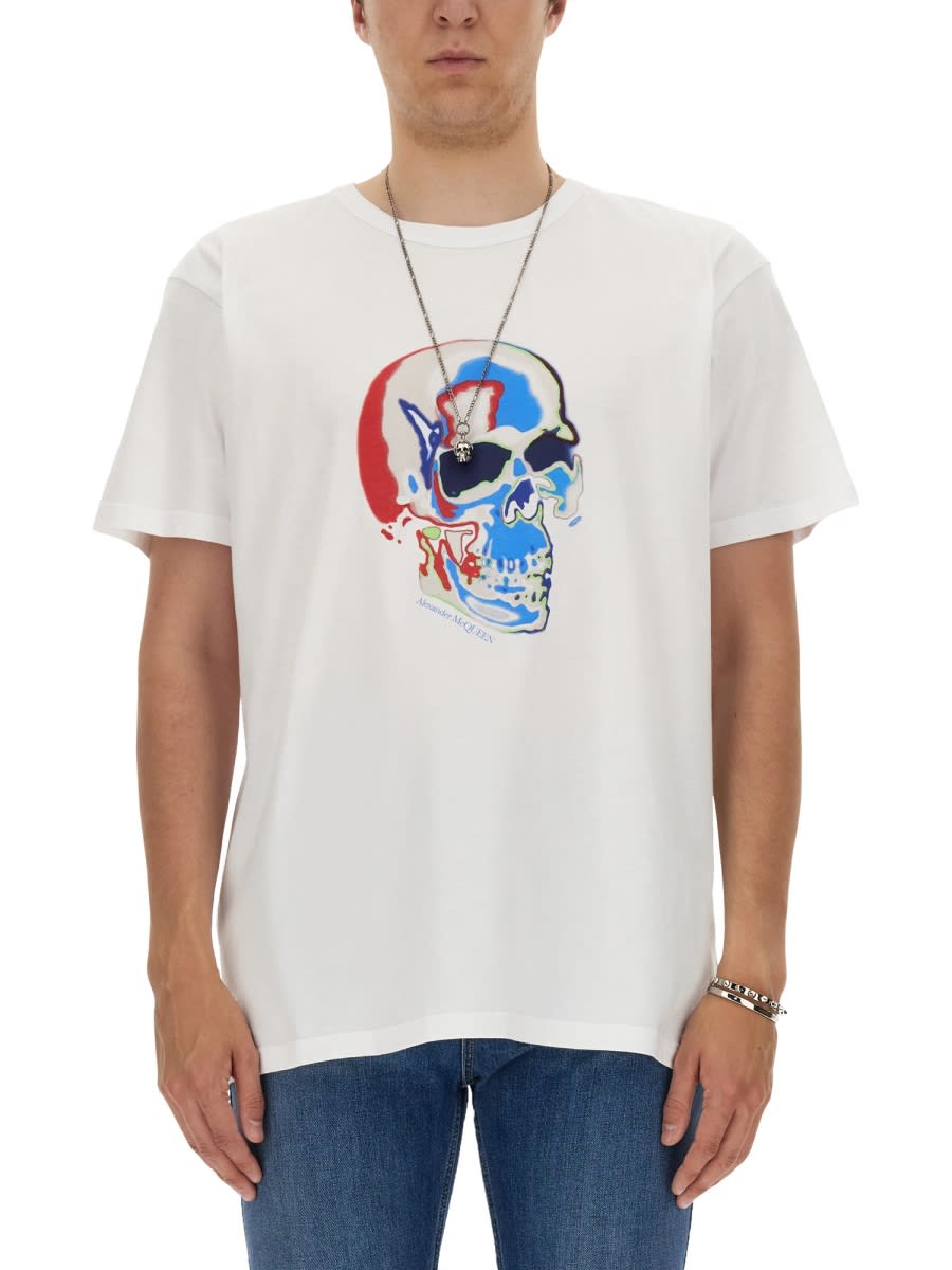 Alexander Mcqueen Skull T-shirt In White/mix