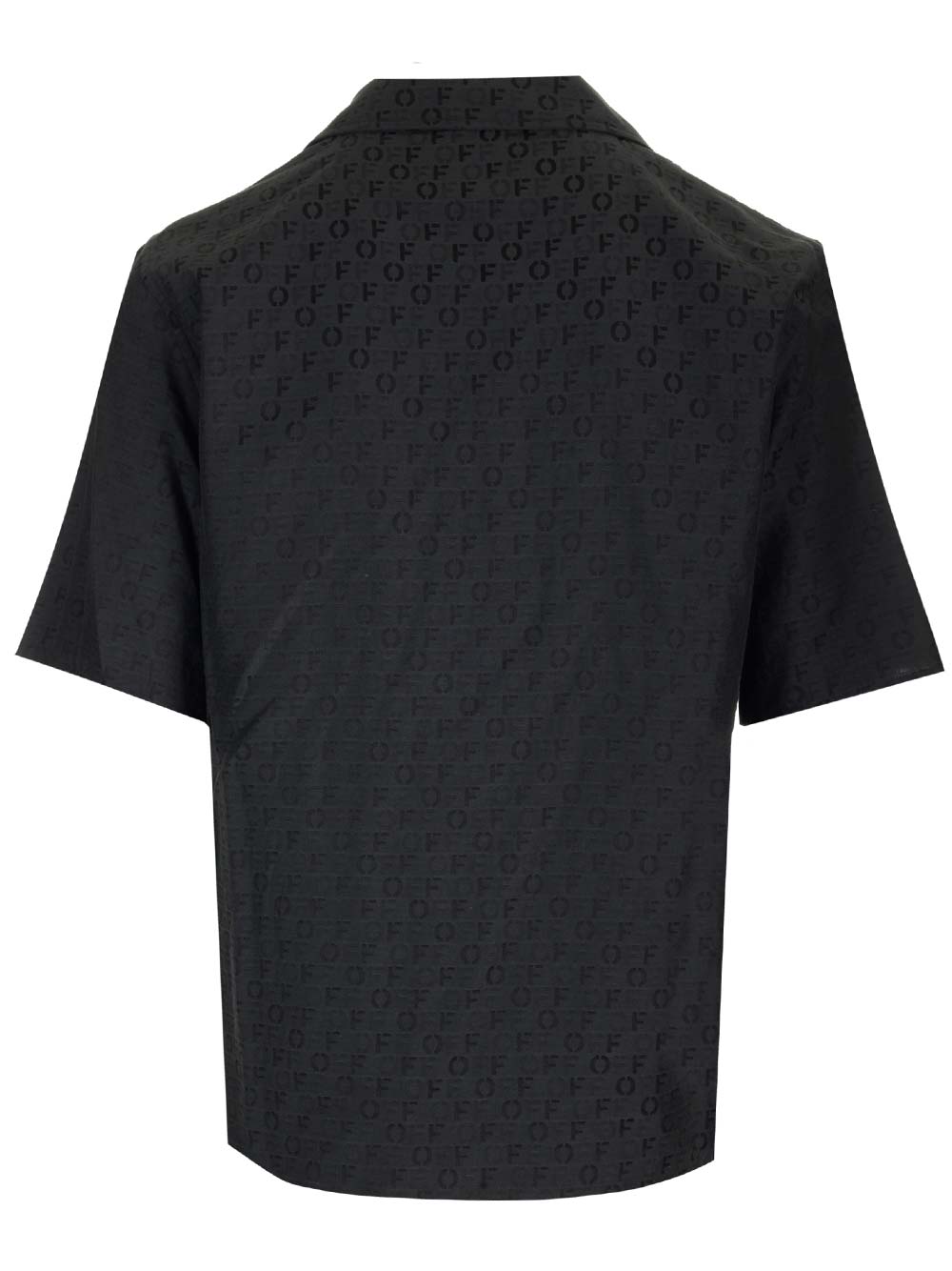 OFF-WHITE Camp Collar Logo Print Silk Shirt Black/Grey Men's - SS19 - US