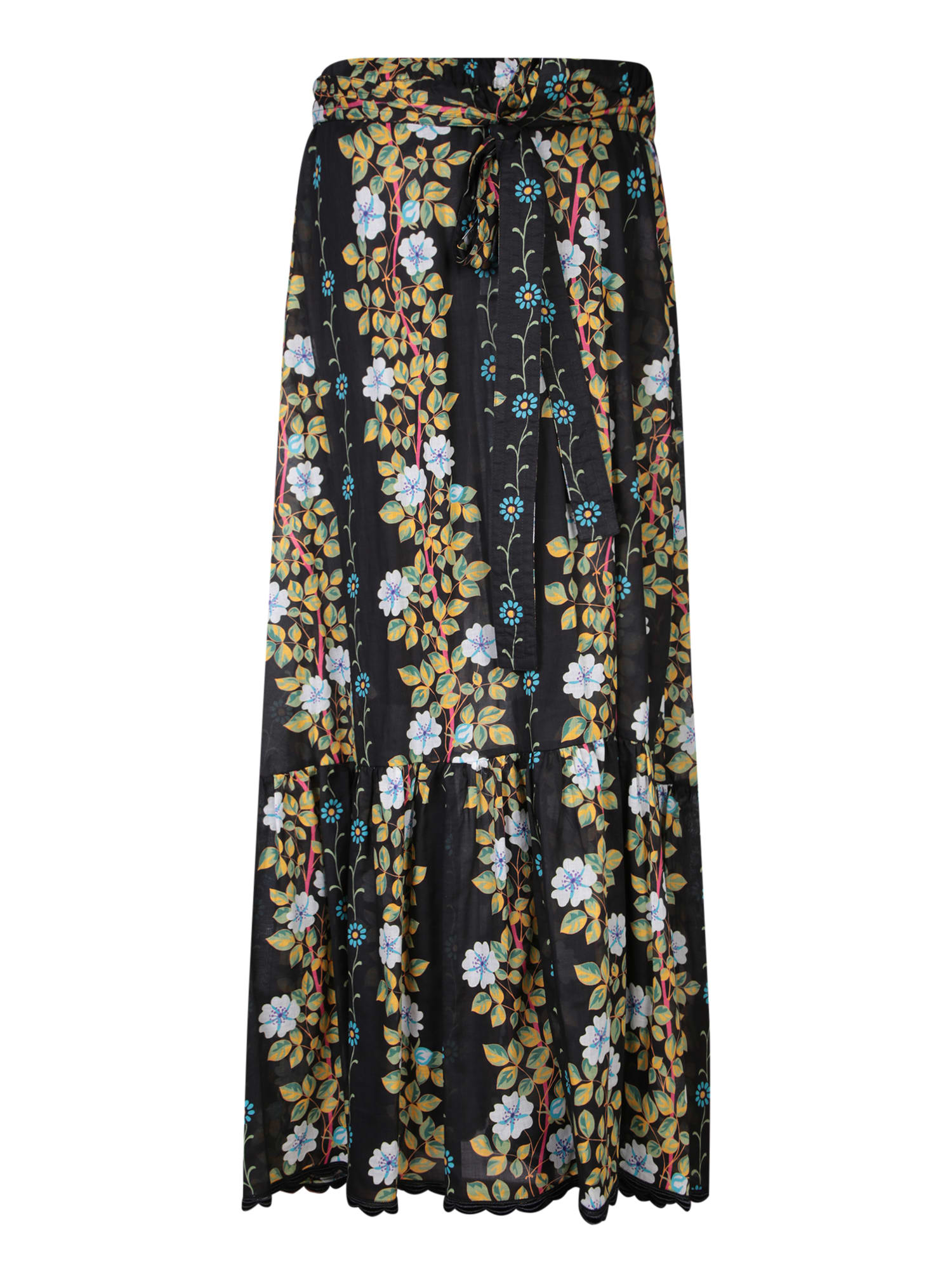 Shop Etro Floreal Print Black/multicolor Skirt