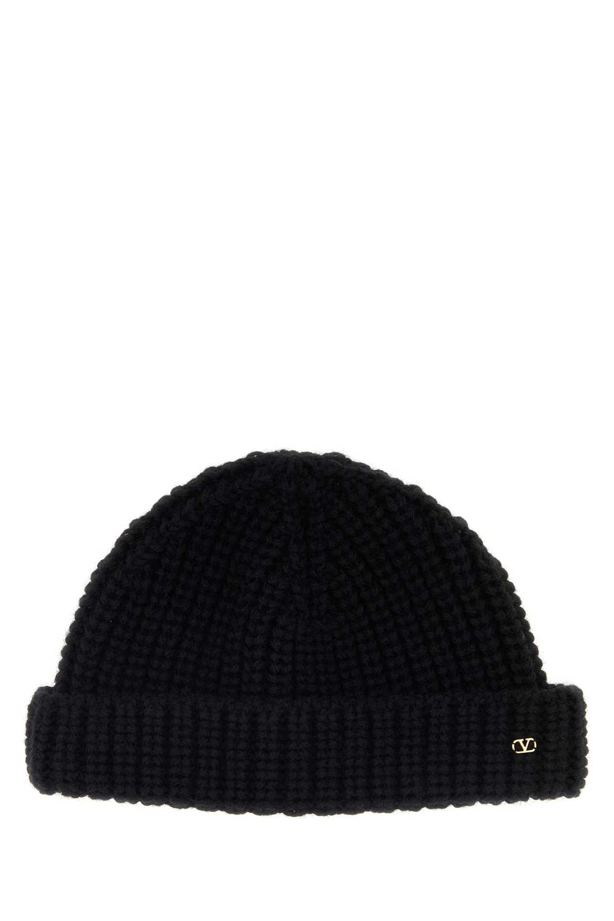 Valentino Garavani Black Wool Beanie Hat Valentino Garavani Black Wool Beanie Hat