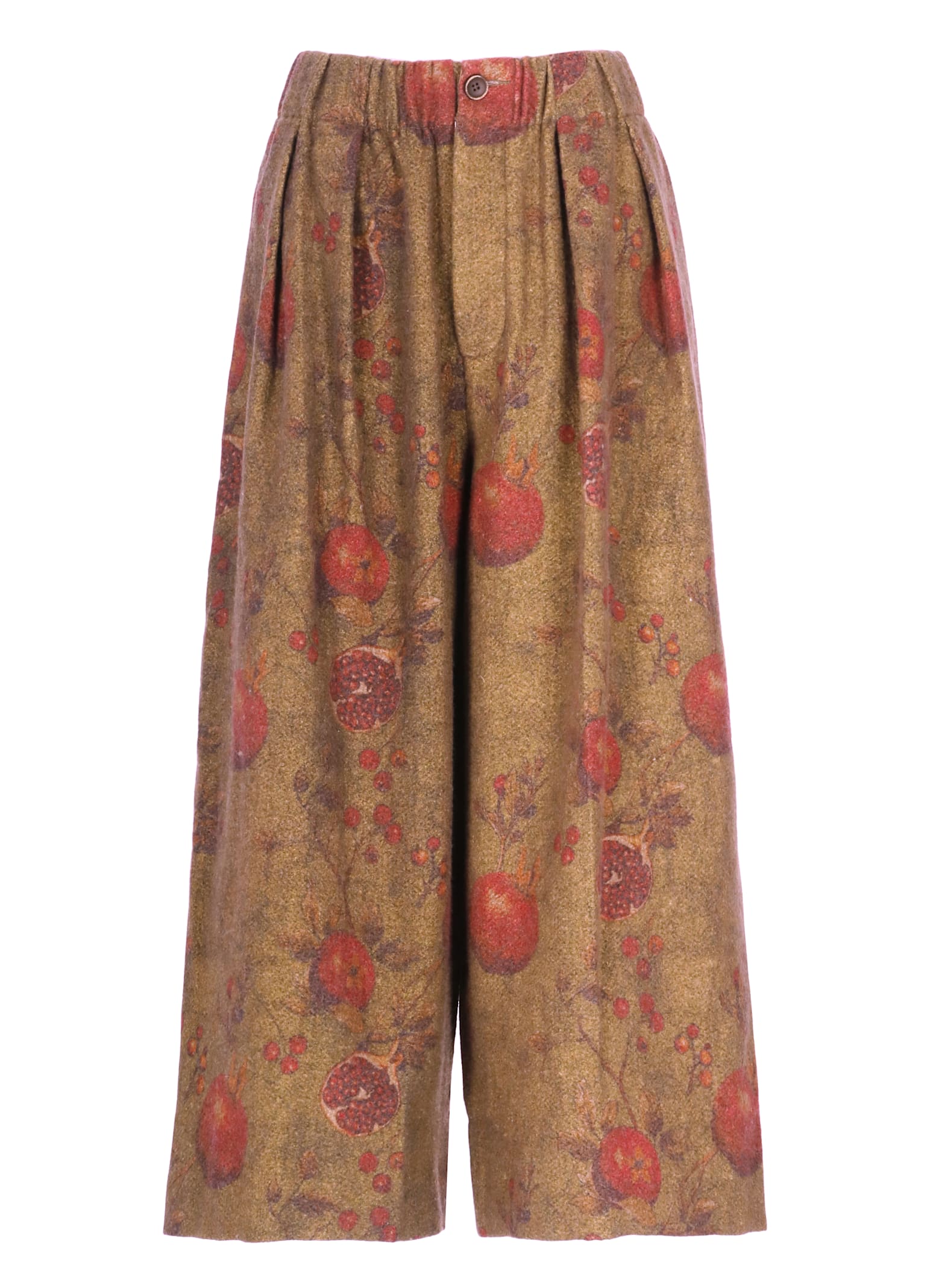 Uma Wang Wide-leg Floral Pattern Trousers In Brown