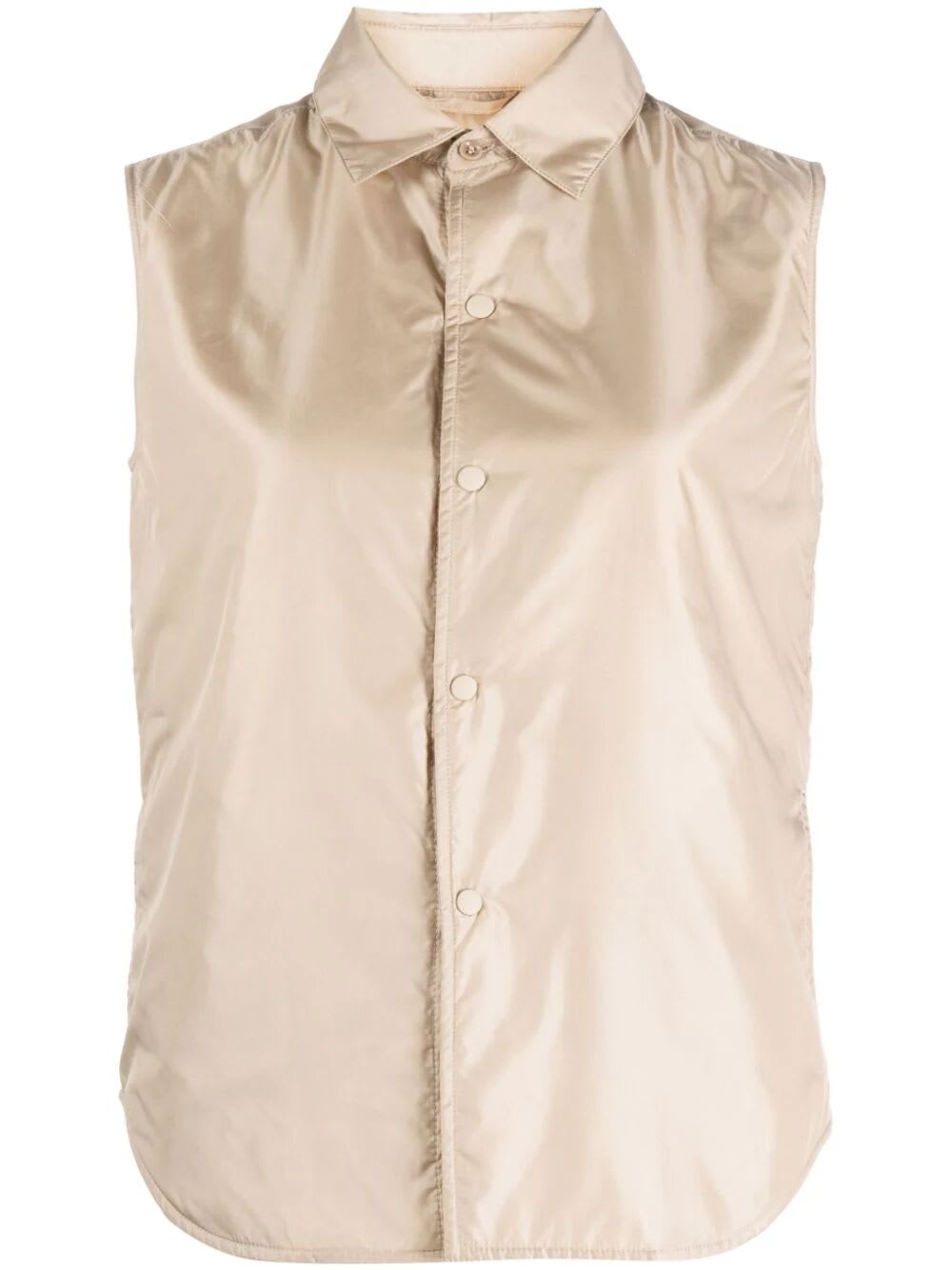 Aspesi Shimmer Press-stud Fastening Gilet In Beige