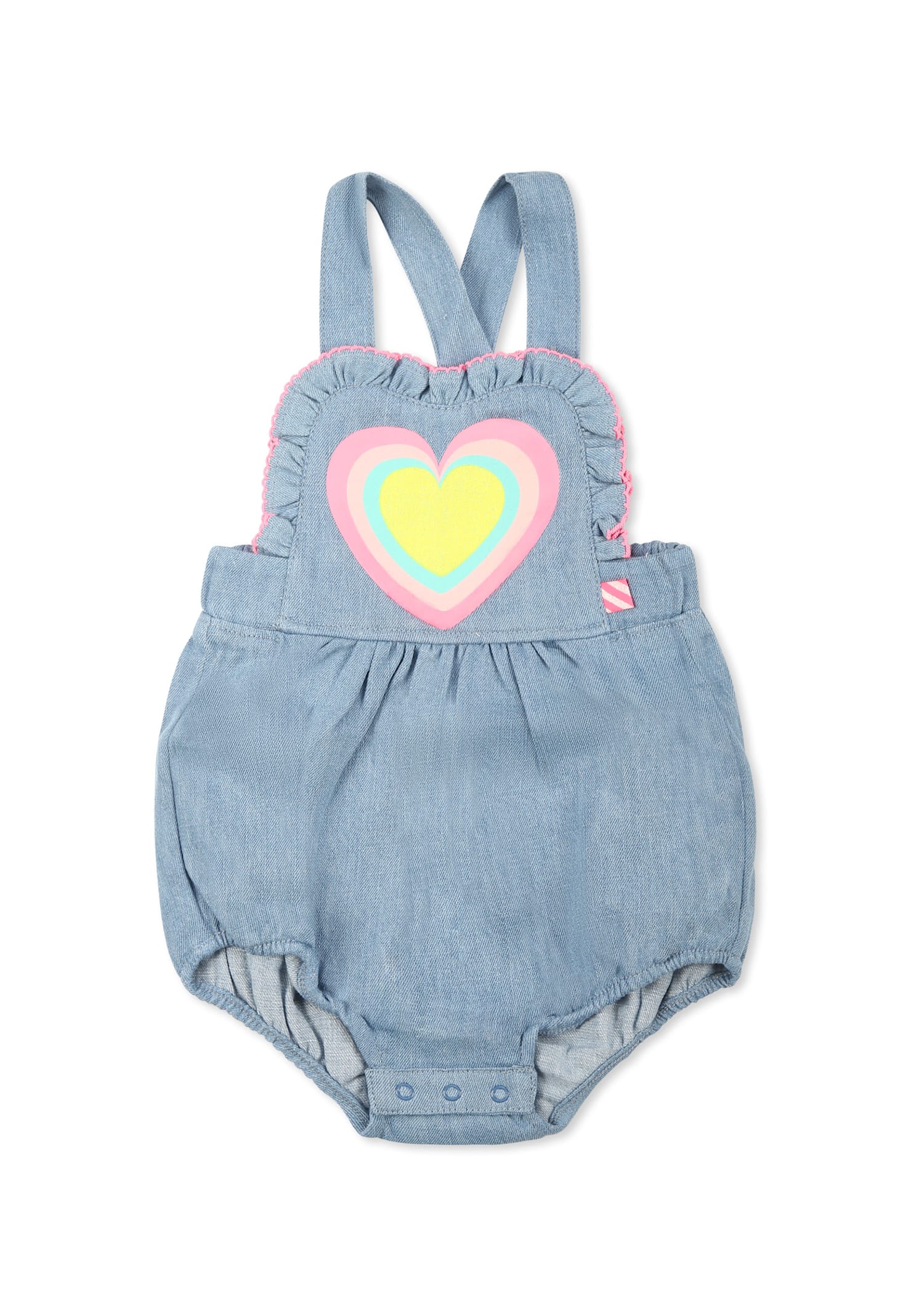 Billieblush Denim Babygrow For Babygirl With Heart In Denim