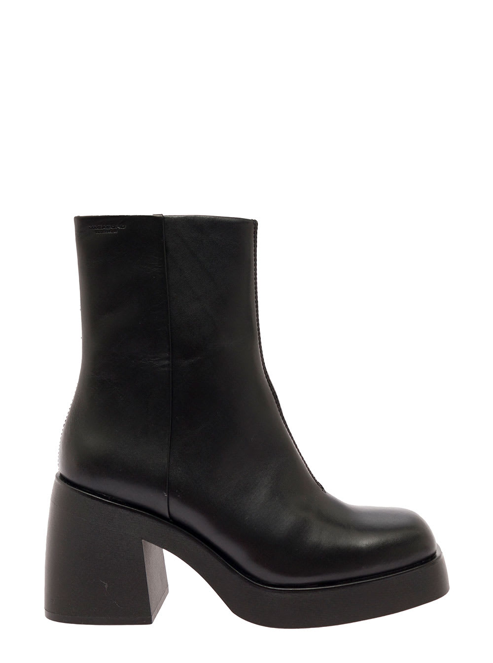 Brooke Black Leather Boots Chunky Heel Woman Vagabond