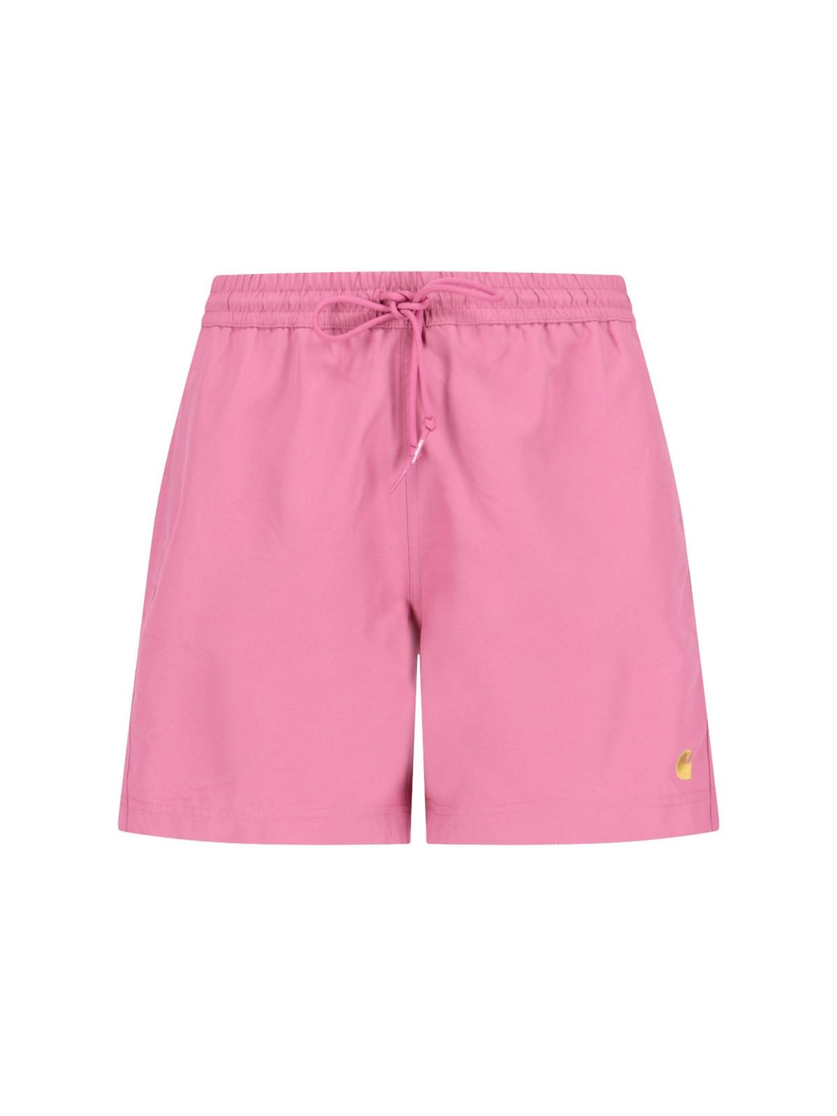 Shop Carhartt Chase Swim Trunk Swim Shorts In Pink