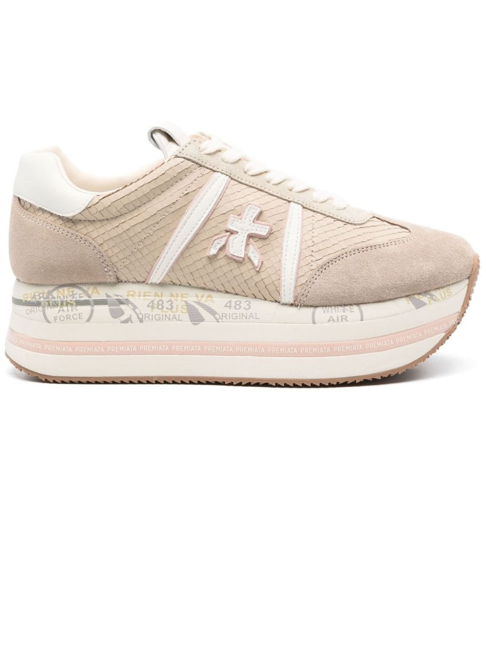 Shop Premiata Beige Beth Sneakers