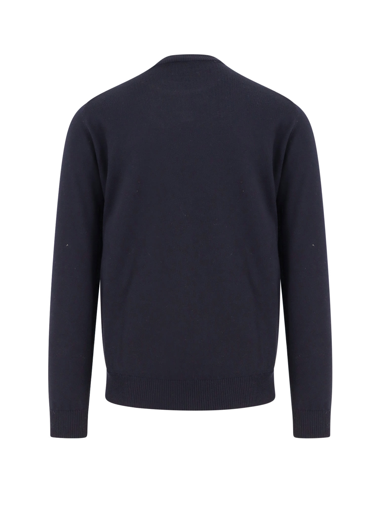 Fendi Wool Sweater With Ff Metal Logo In Blue